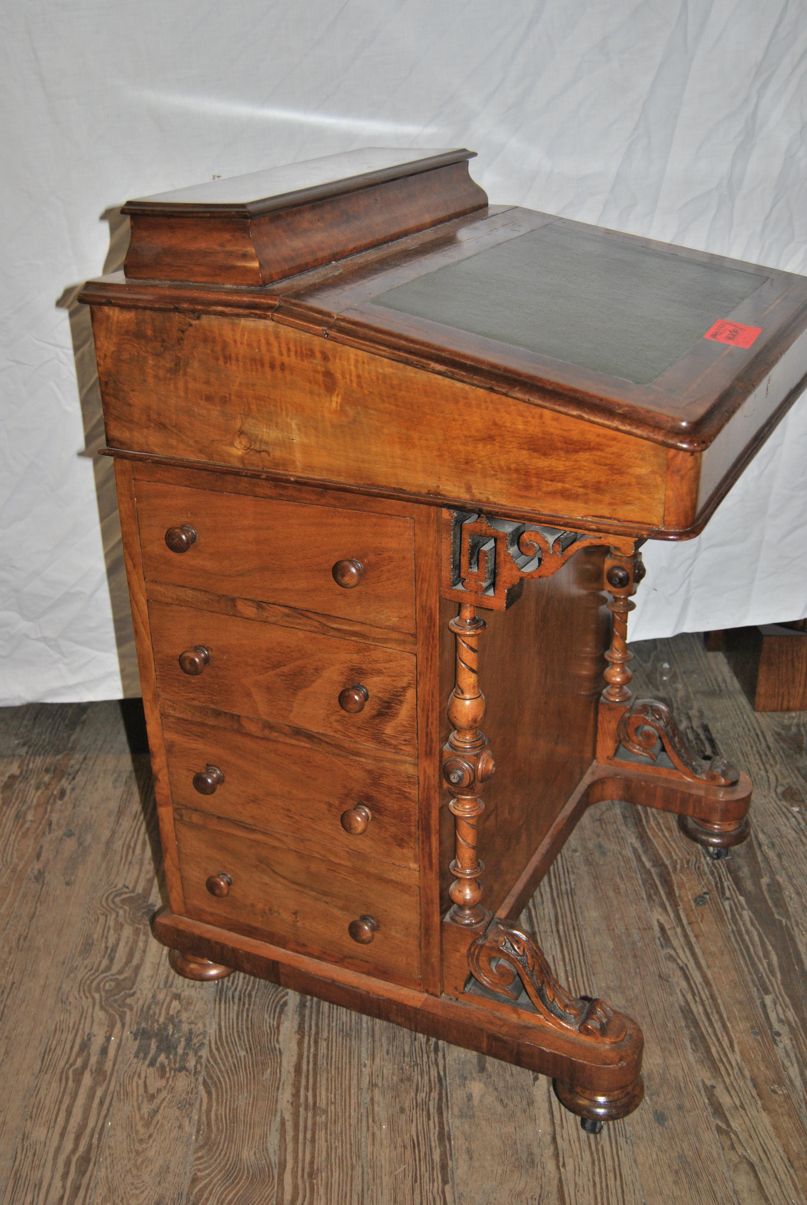 Victorian 19th Century English Walnut Davenport Desk