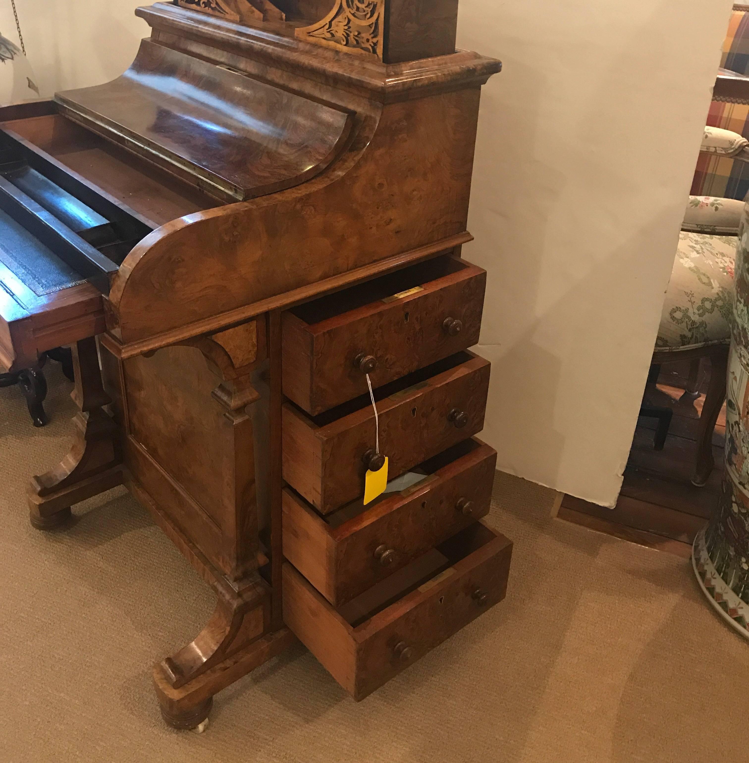 19th Century English Walnut Davenport Desk 1