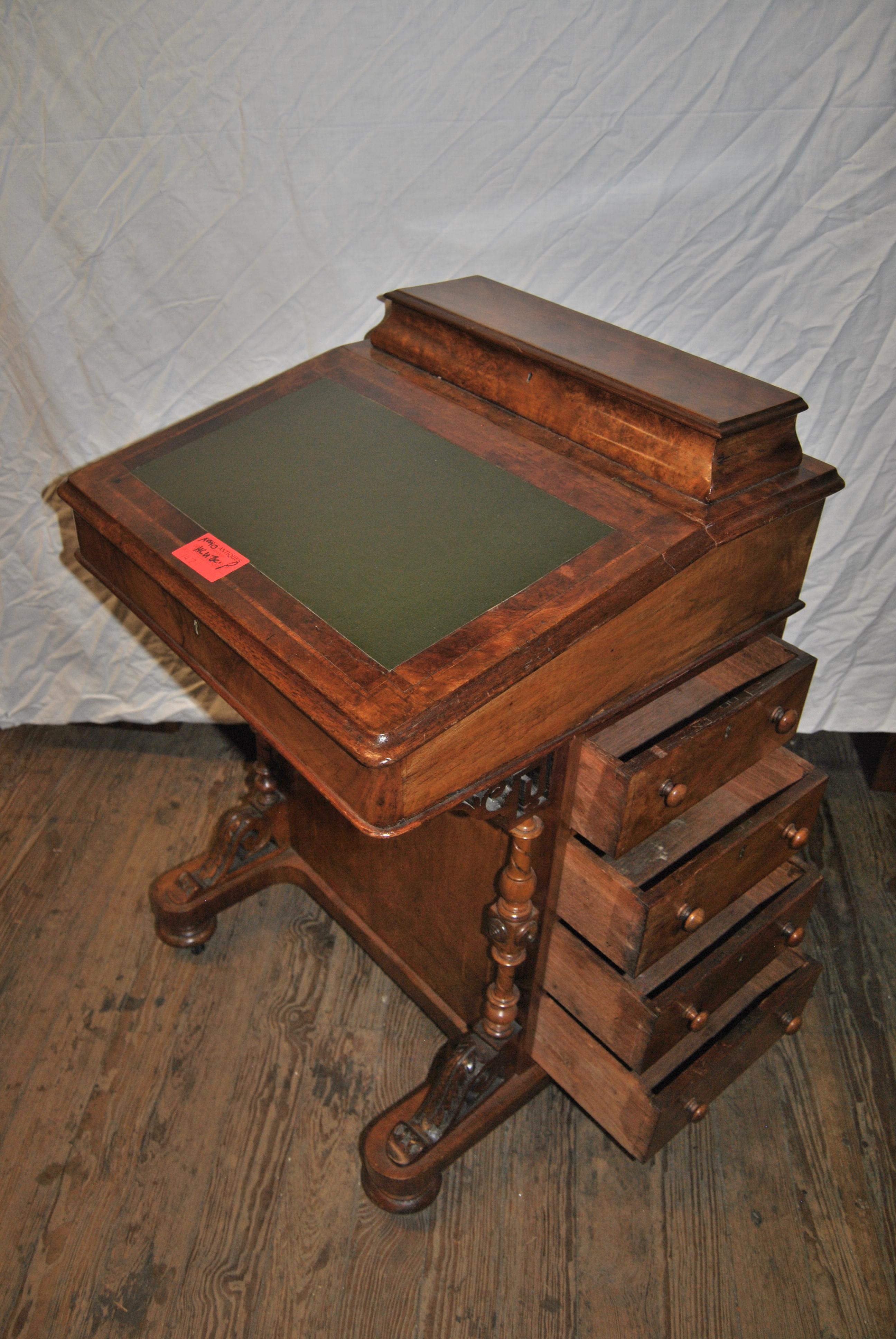 19th Century English Walnut Davenport Desk 1