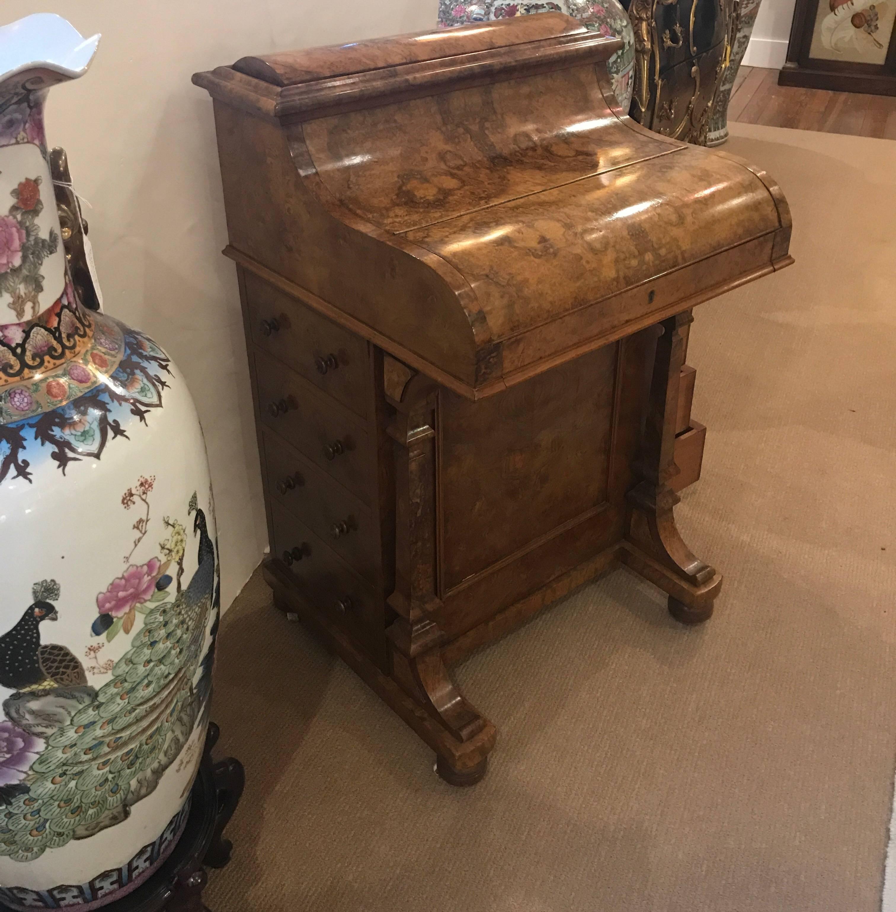 19th Century English Walnut Davenport Desk 4