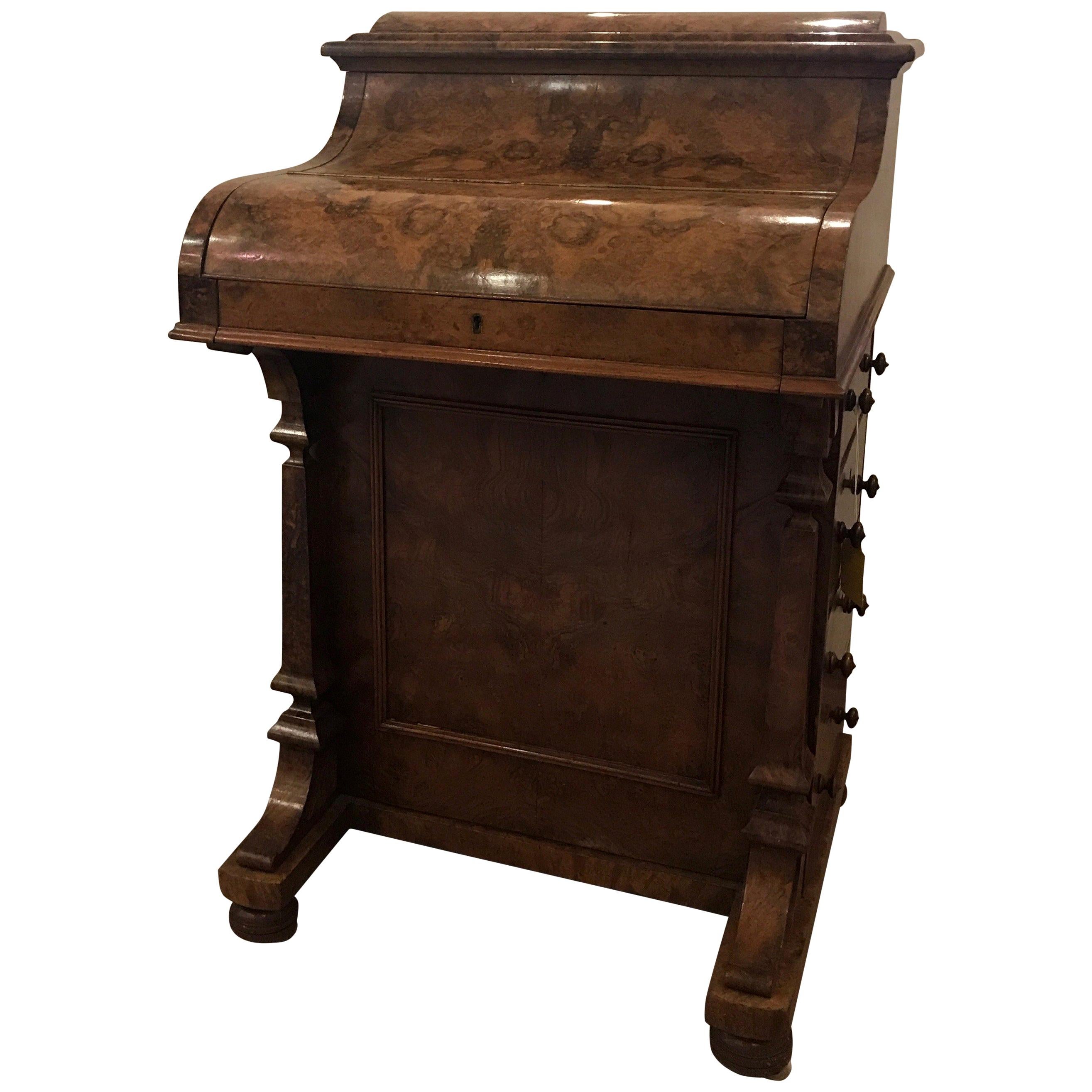 19th Century English Walnut Davenport Desk