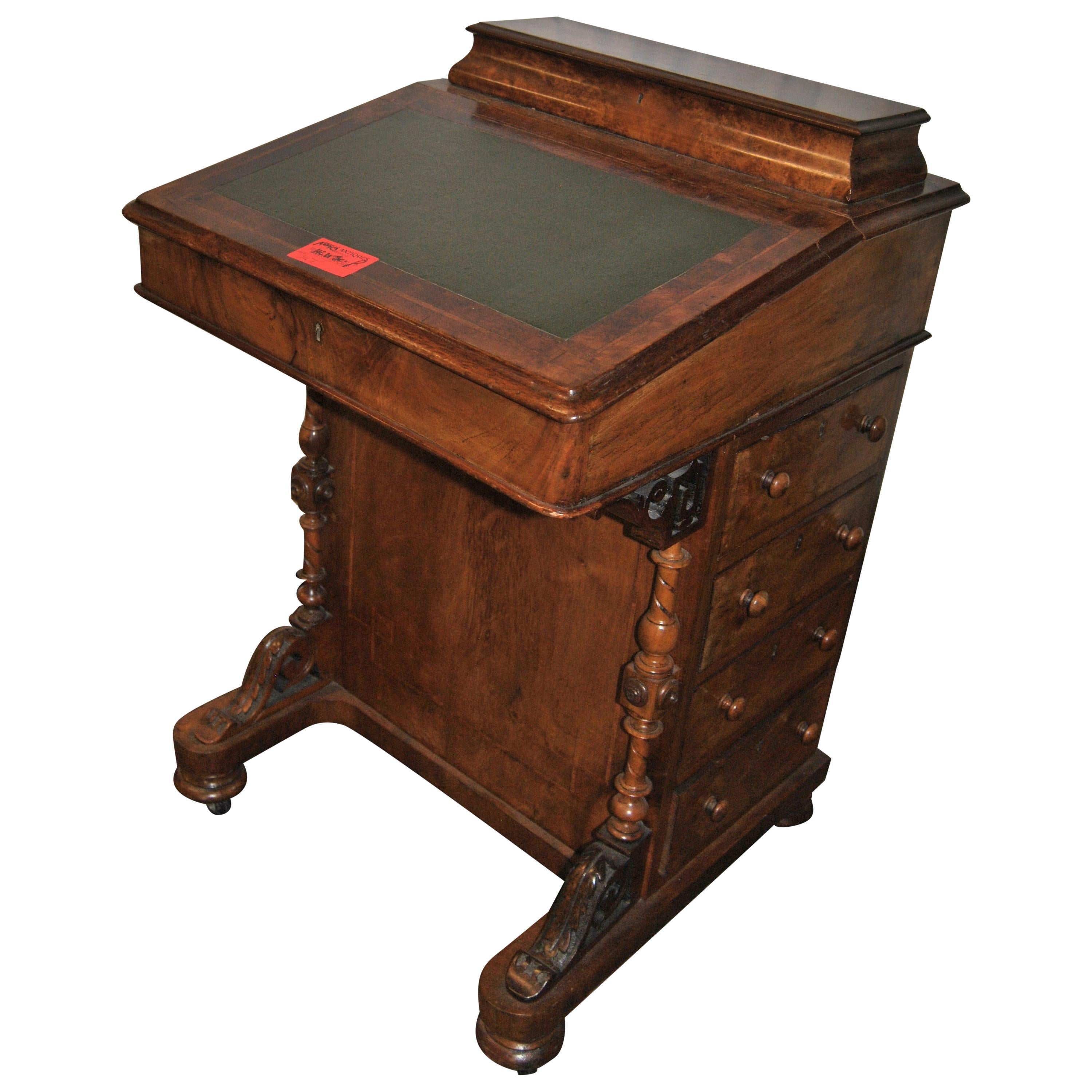 19th Century English Walnut Davenport Desk