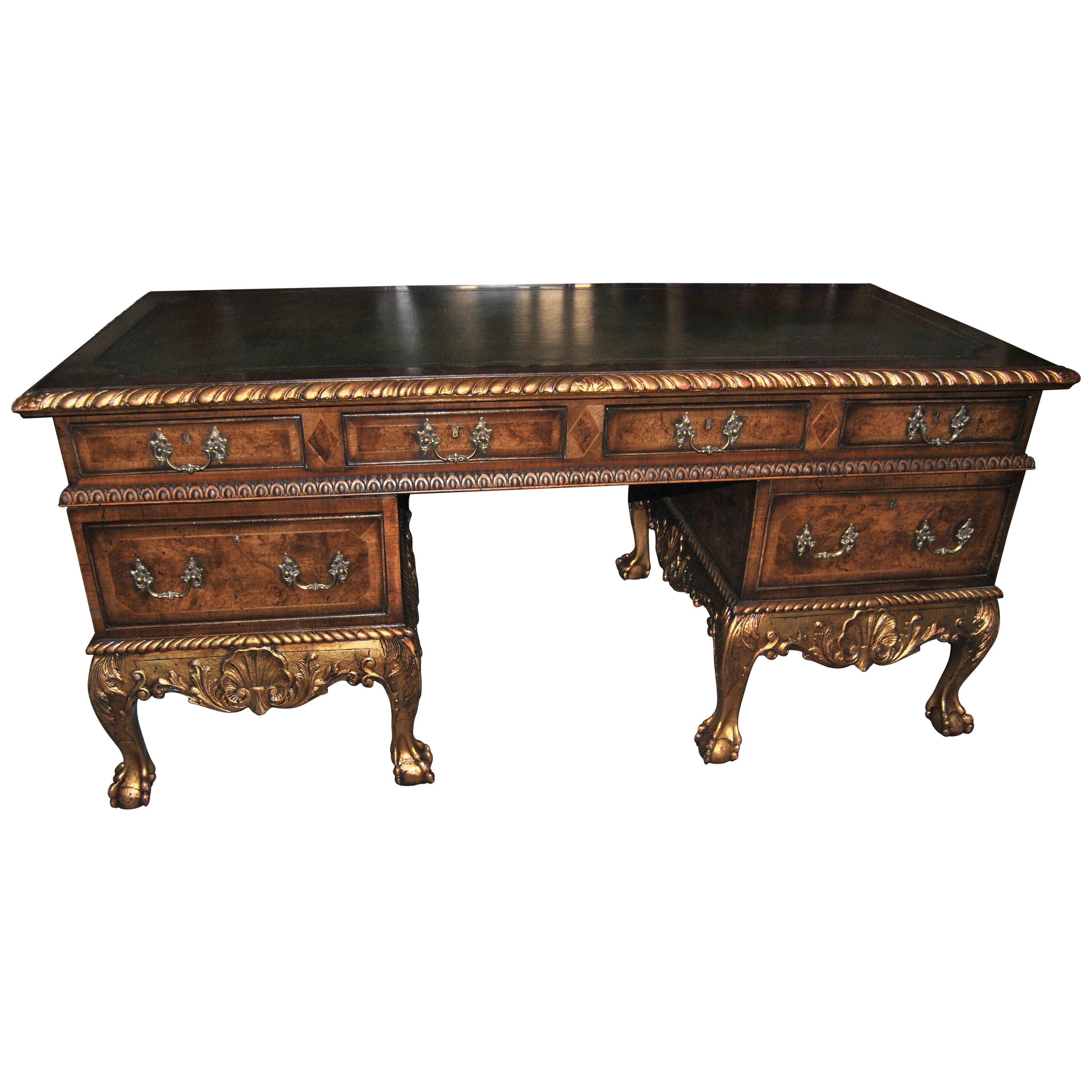19th Century English Walnut Desk For Sale