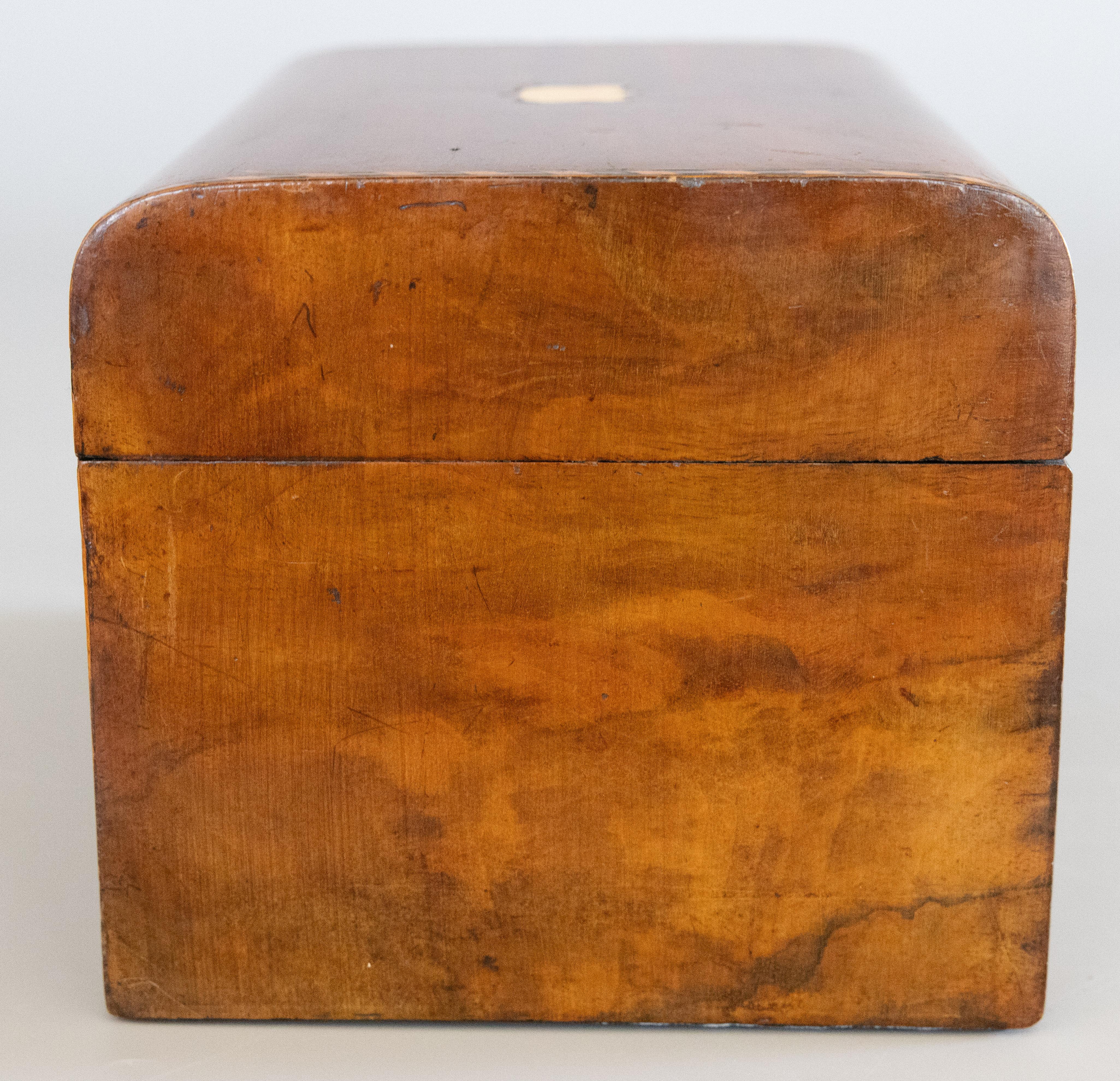 19th-Century English Walnut Domed Tunbridge Box, Lock & Key 2