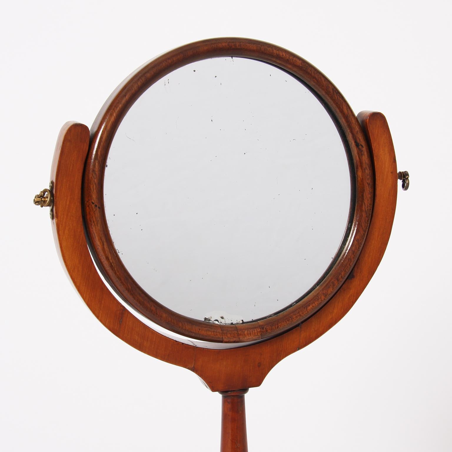 19th Century English Walnut Dressing Table Mirror with Ball Detail 1