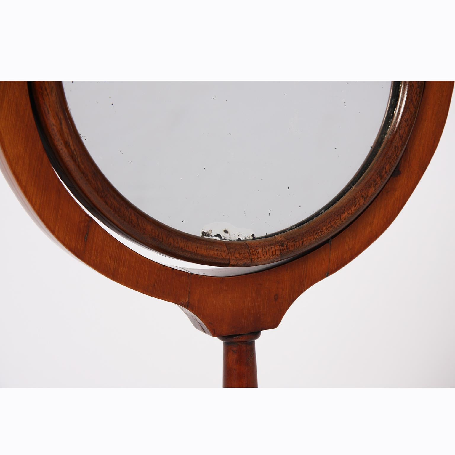 19th Century English Walnut Dressing Table Mirror with Ball Detail 2