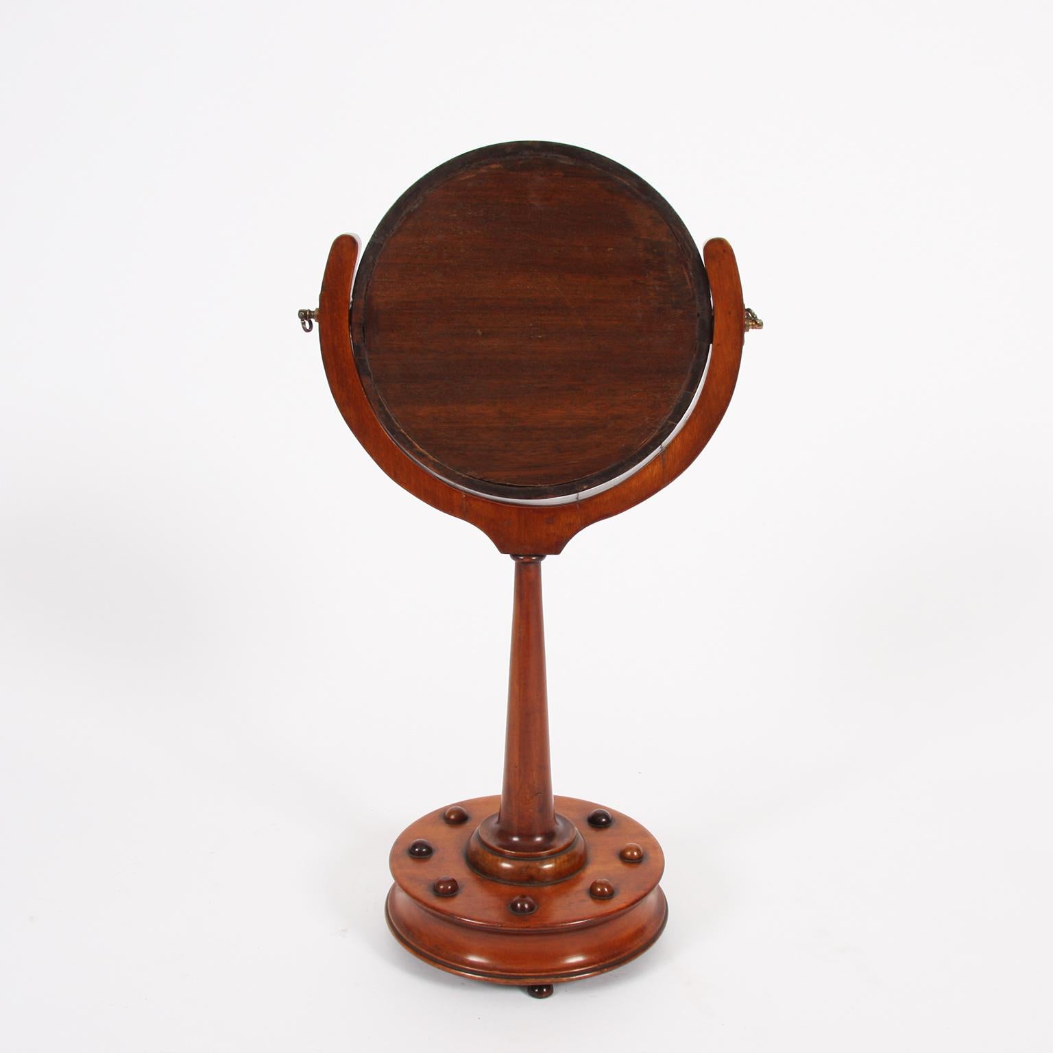 19th Century English Walnut Dressing Table Mirror with Ball Detail 3