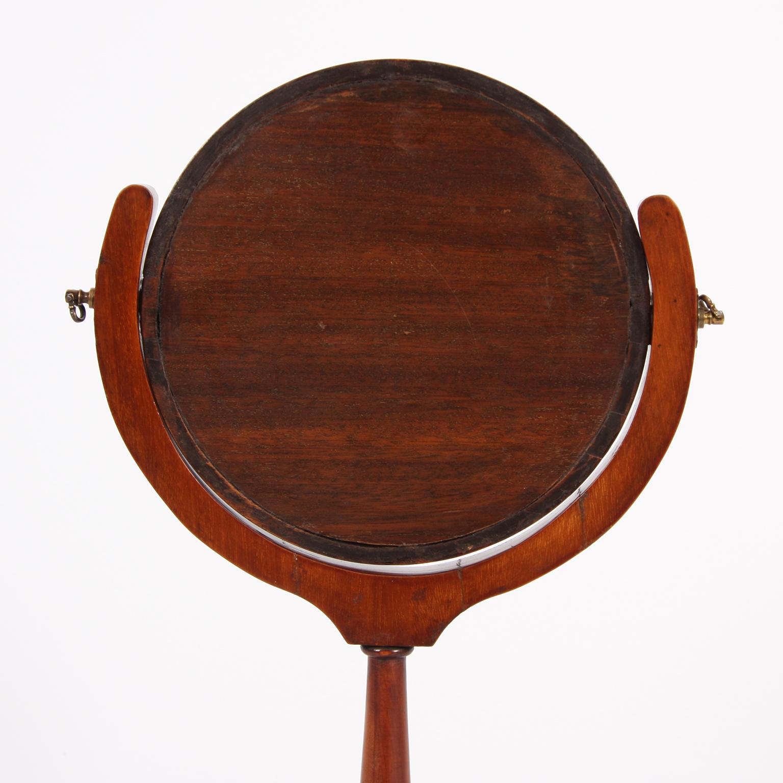 19th Century English Walnut Dressing Table Mirror with Ball Detail 4