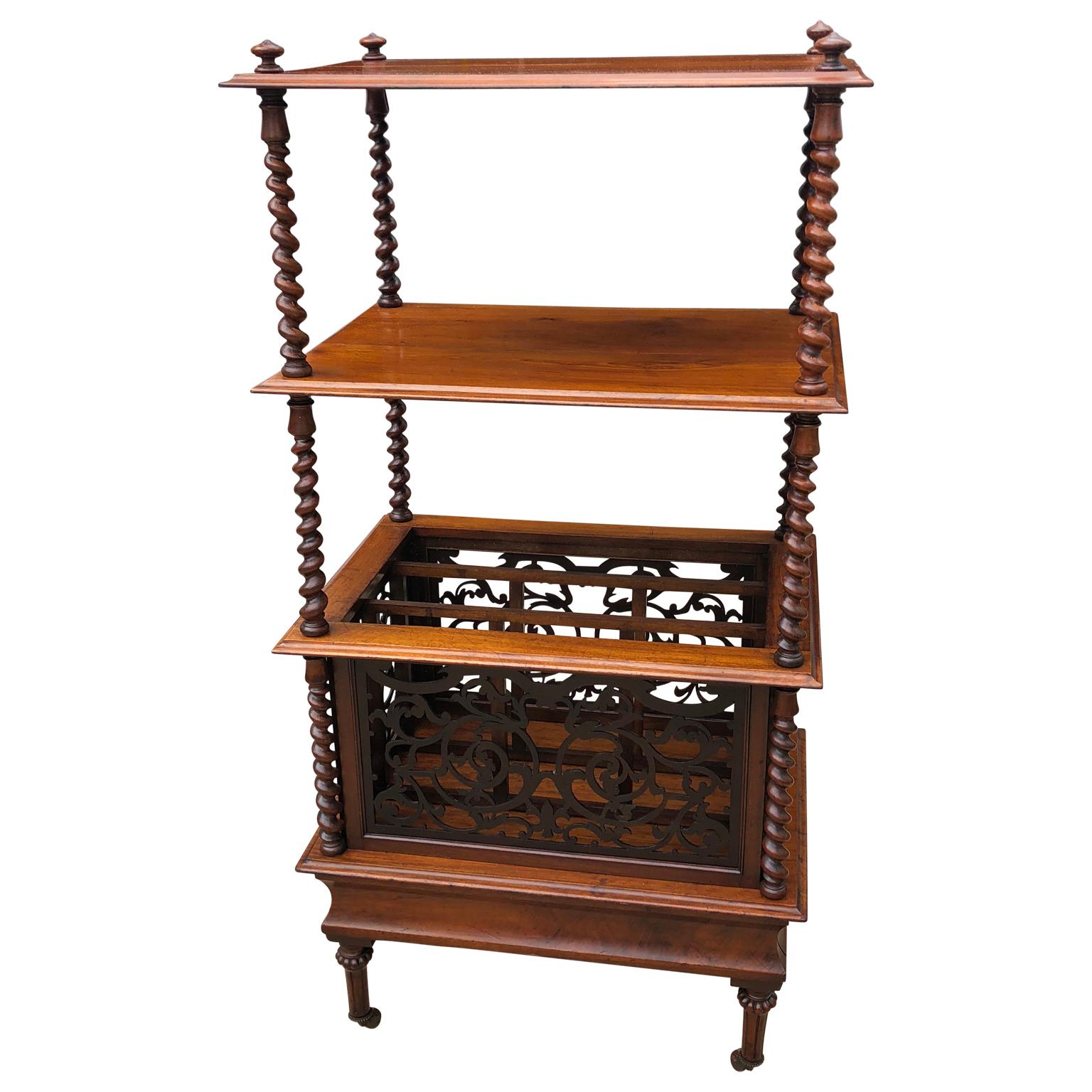 19th Century English Walnut Ètagerè And Music Shelf For Sale at 1stDibs