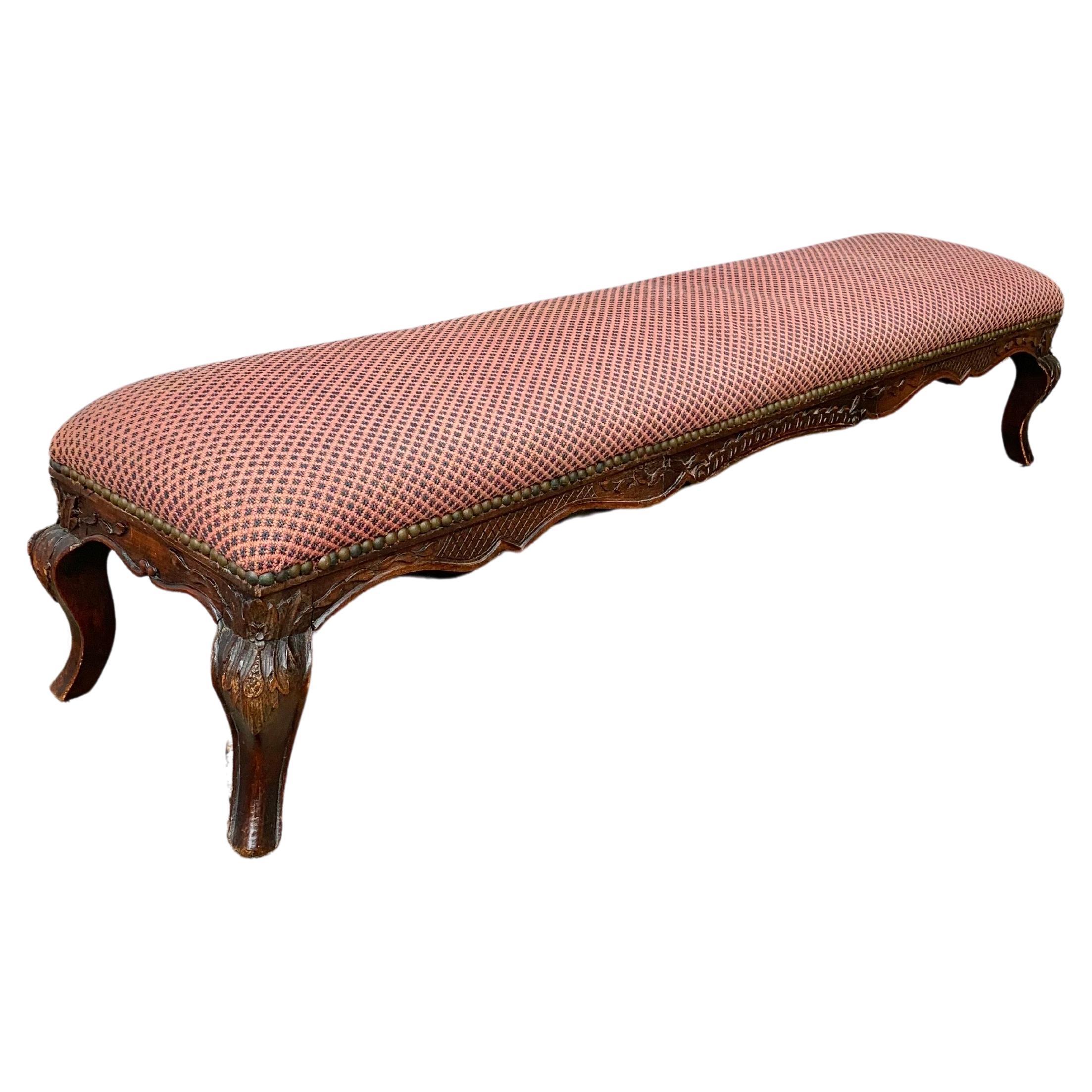 19th Century English Walnut Fireside Bench Footrest