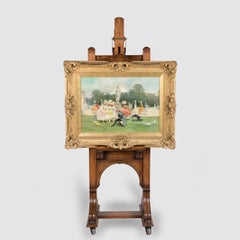 19th Century English Walnut Gallery Easel with Height and Tilting Mechanism