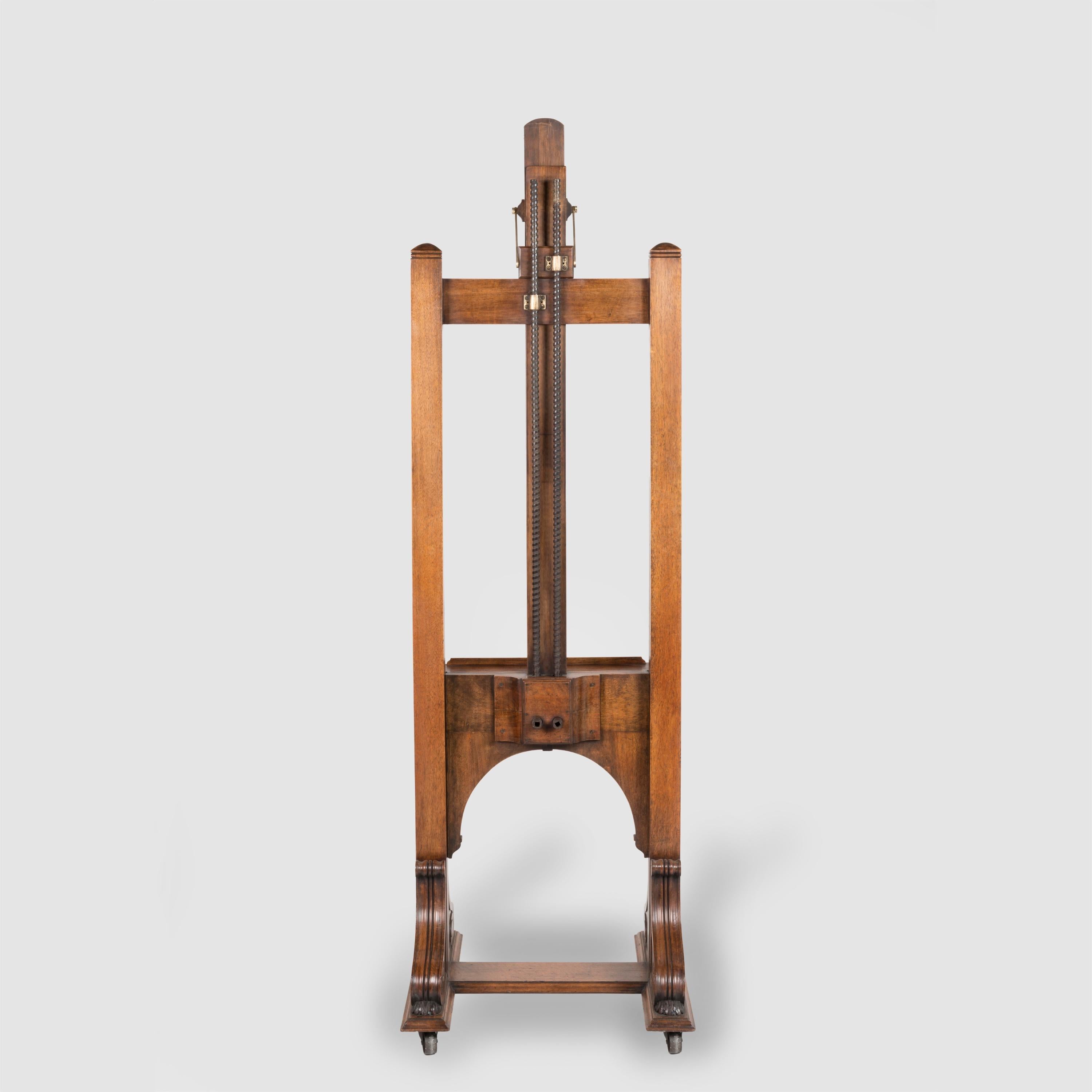 Victorian 19th Century English Walnut Gallery Easel with Height and Tilting Mechanism For Sale