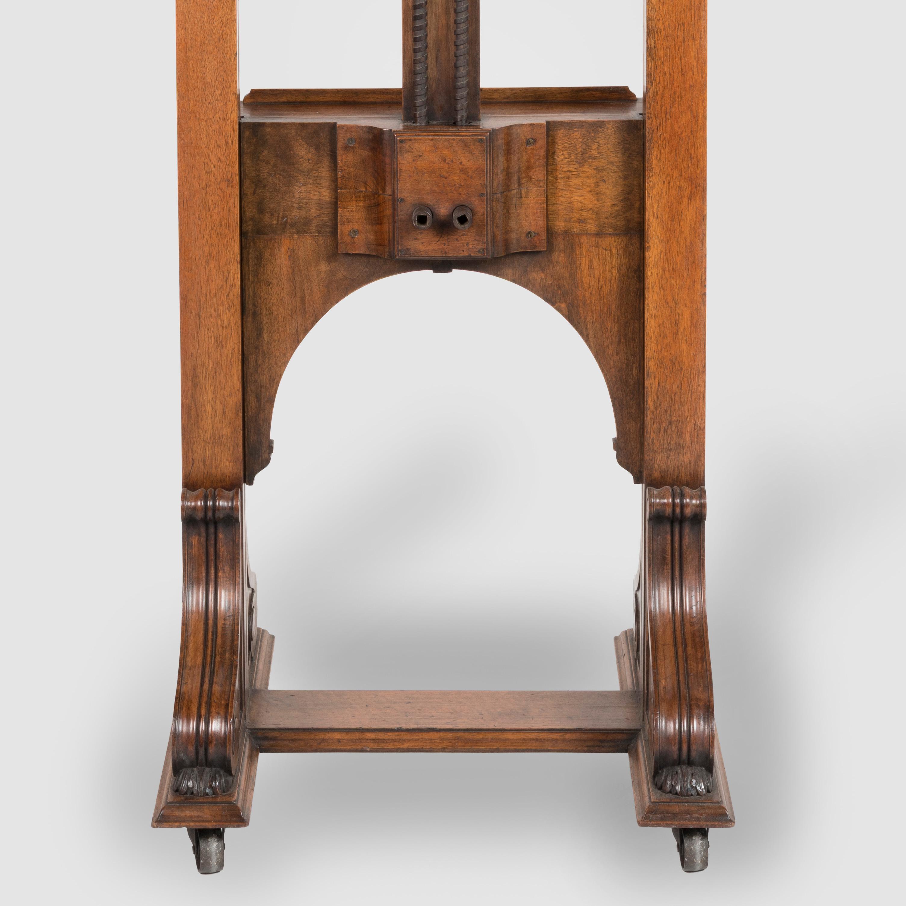 19th Century English Walnut Gallery Easel with Height and Tilting Mechanism For Sale 3