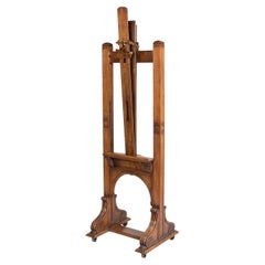 19th Century English Walnut Gallery Easel with Height and Tilting Mechanism