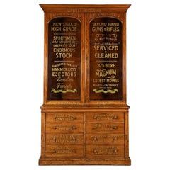 Antique 19th Century English Walnut Gun Store Advertising Cabinet, c.1860