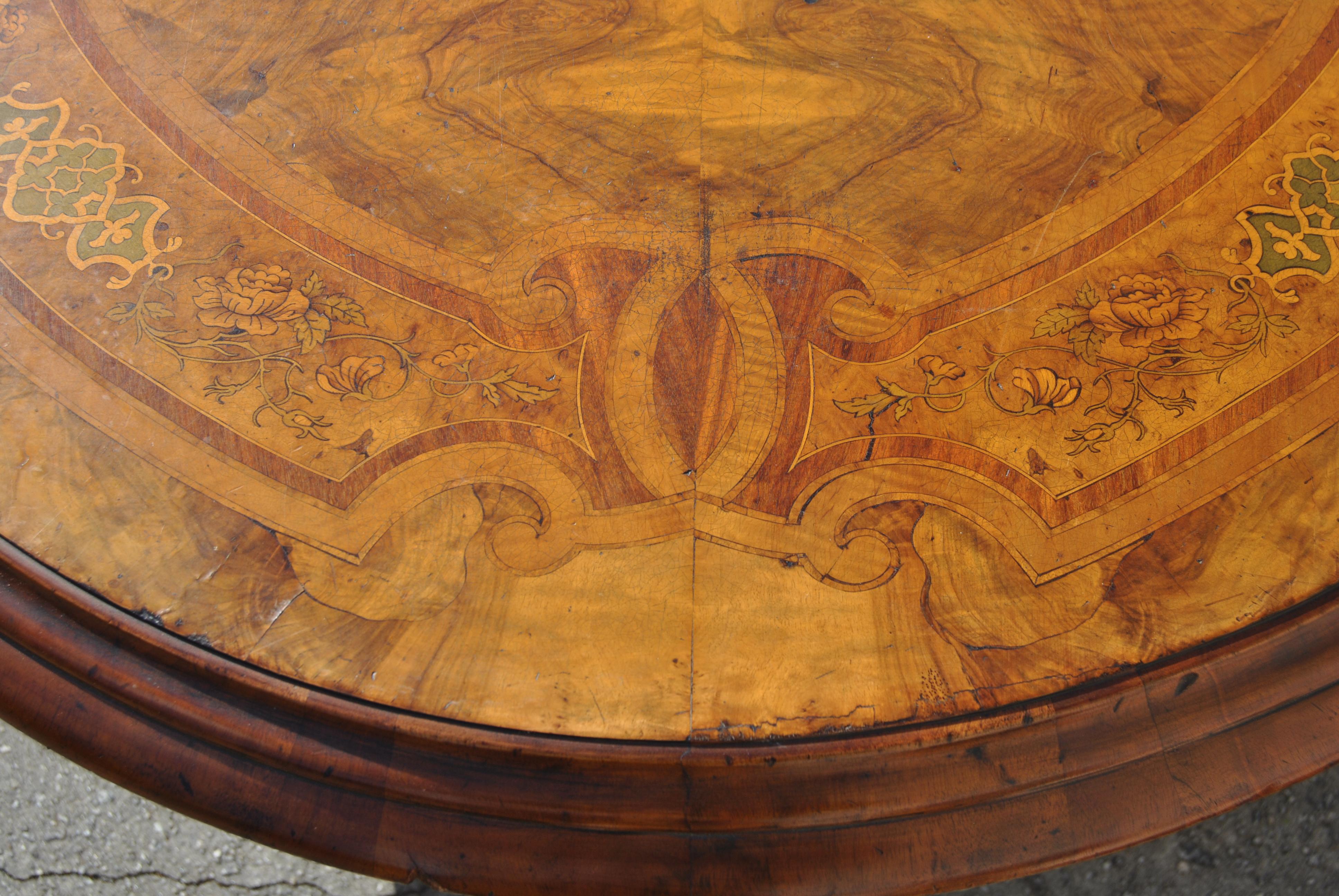 19th Century English Walnut Inlaid Tilt-Top Table 5