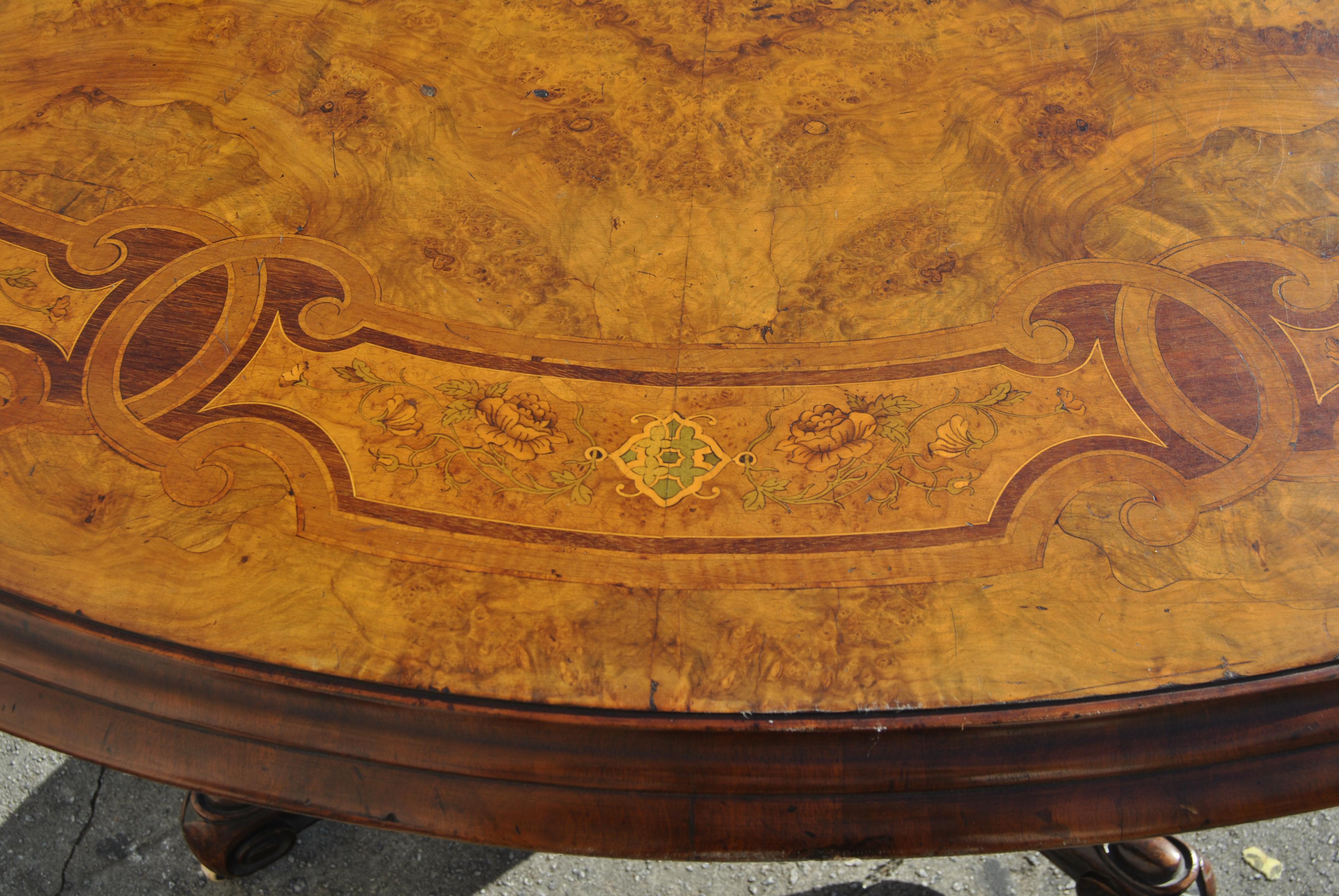 19th Century English Walnut Inlaid Tilt-Top Table 3