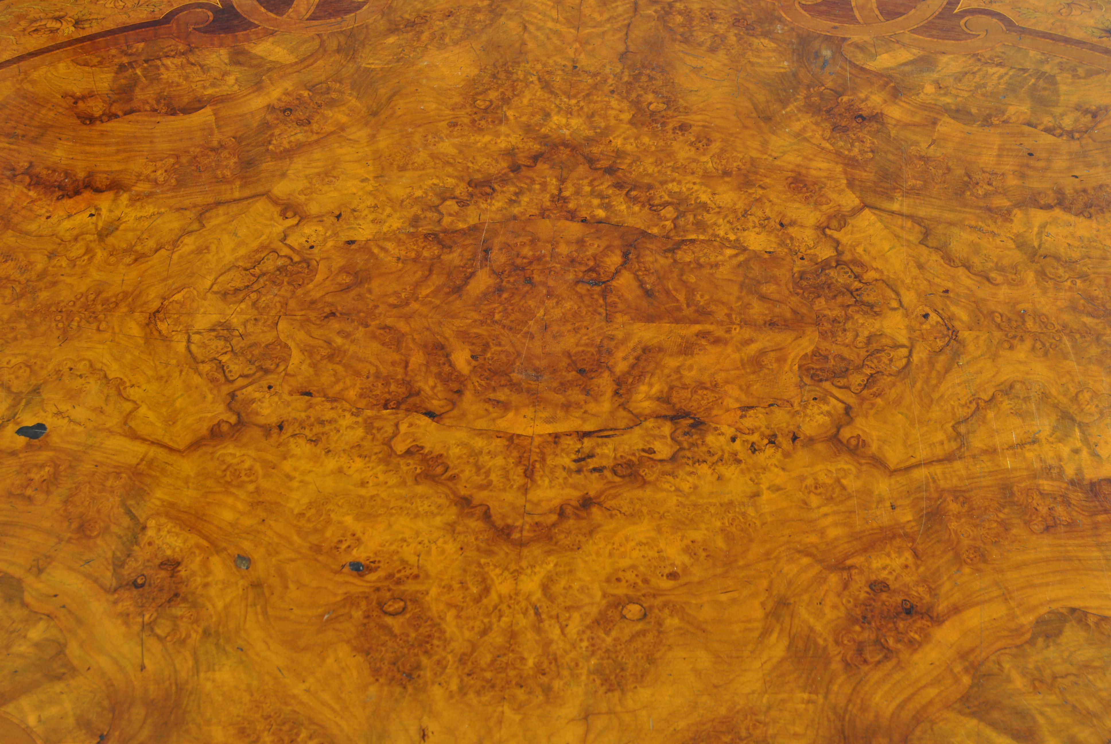 19th Century English Walnut Inlaid Tilt-Top Table 4