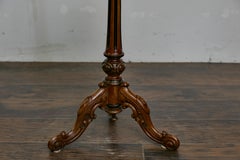 19th Century English Walnut Marquetry Pedestal Side Table by T.H. Filmer & Son