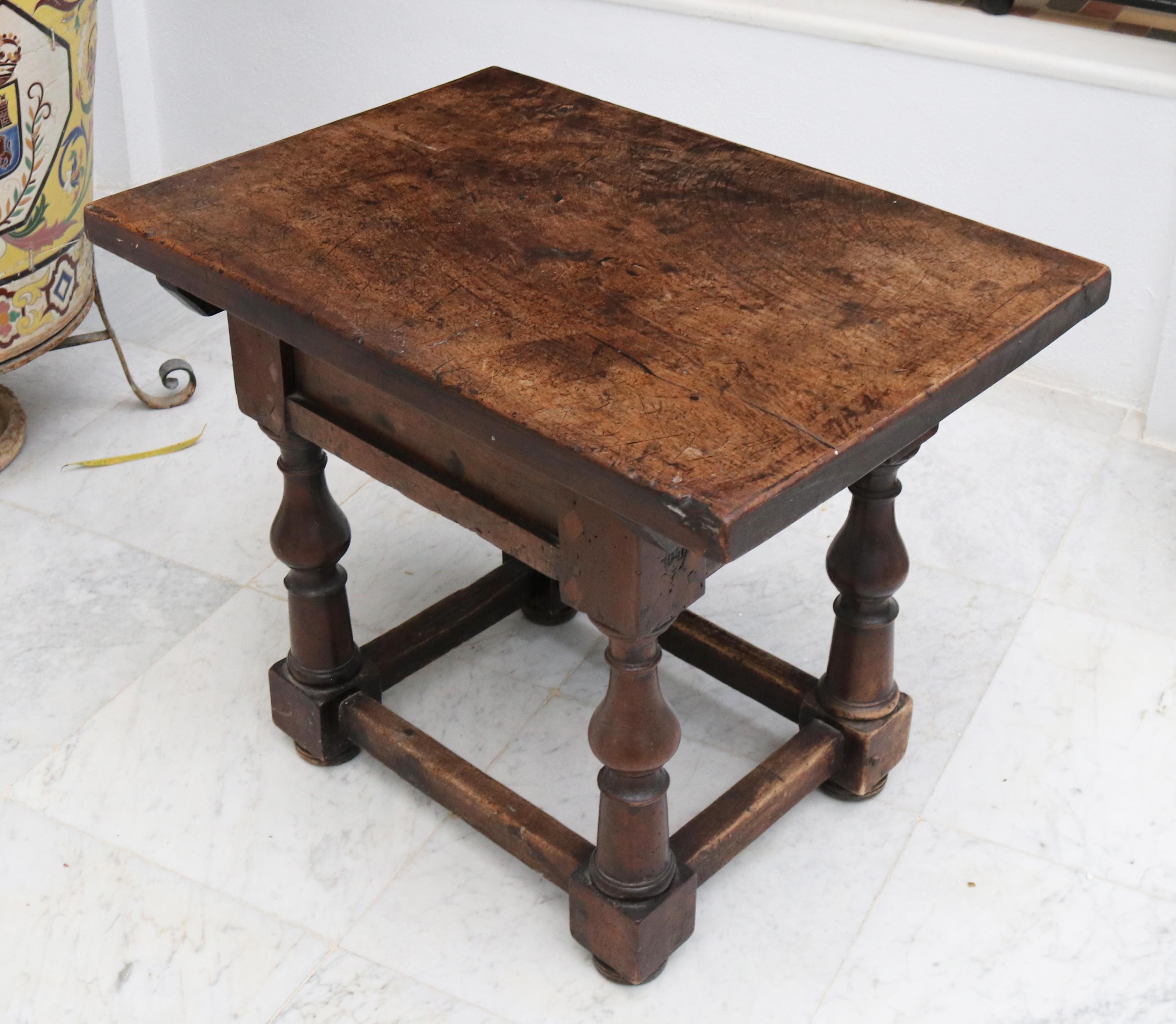 19th Century English Walnut One Drawer Side Table 8