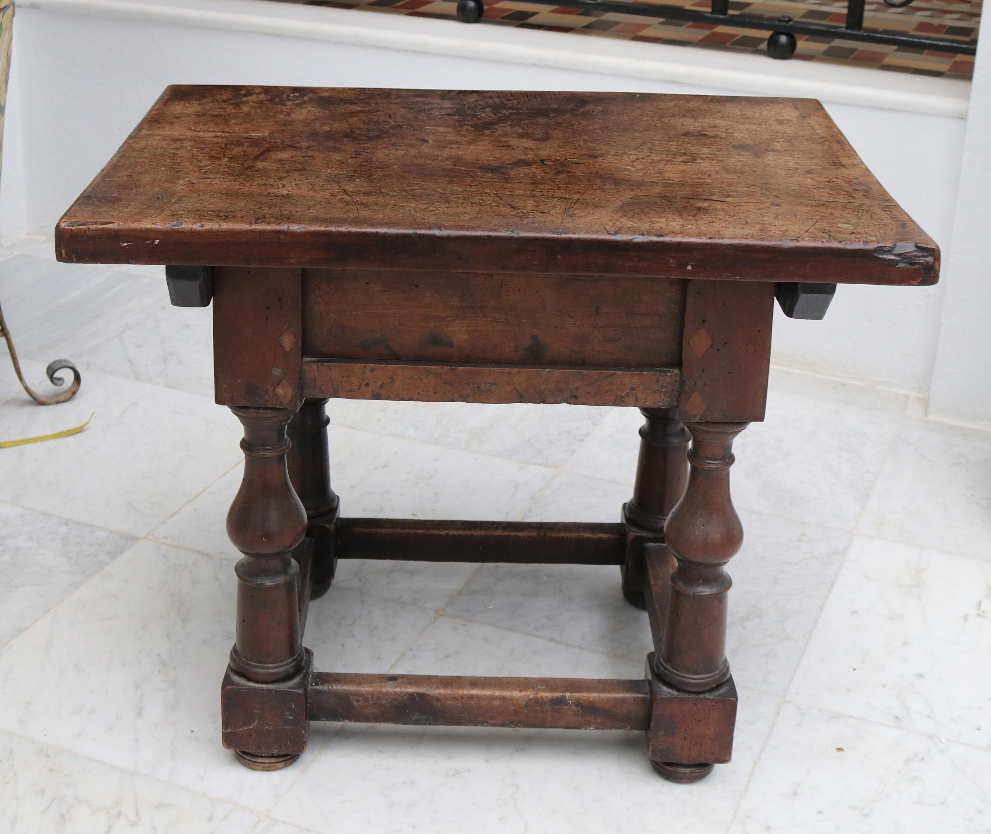 19th Century English Walnut One Drawer Side Table 9