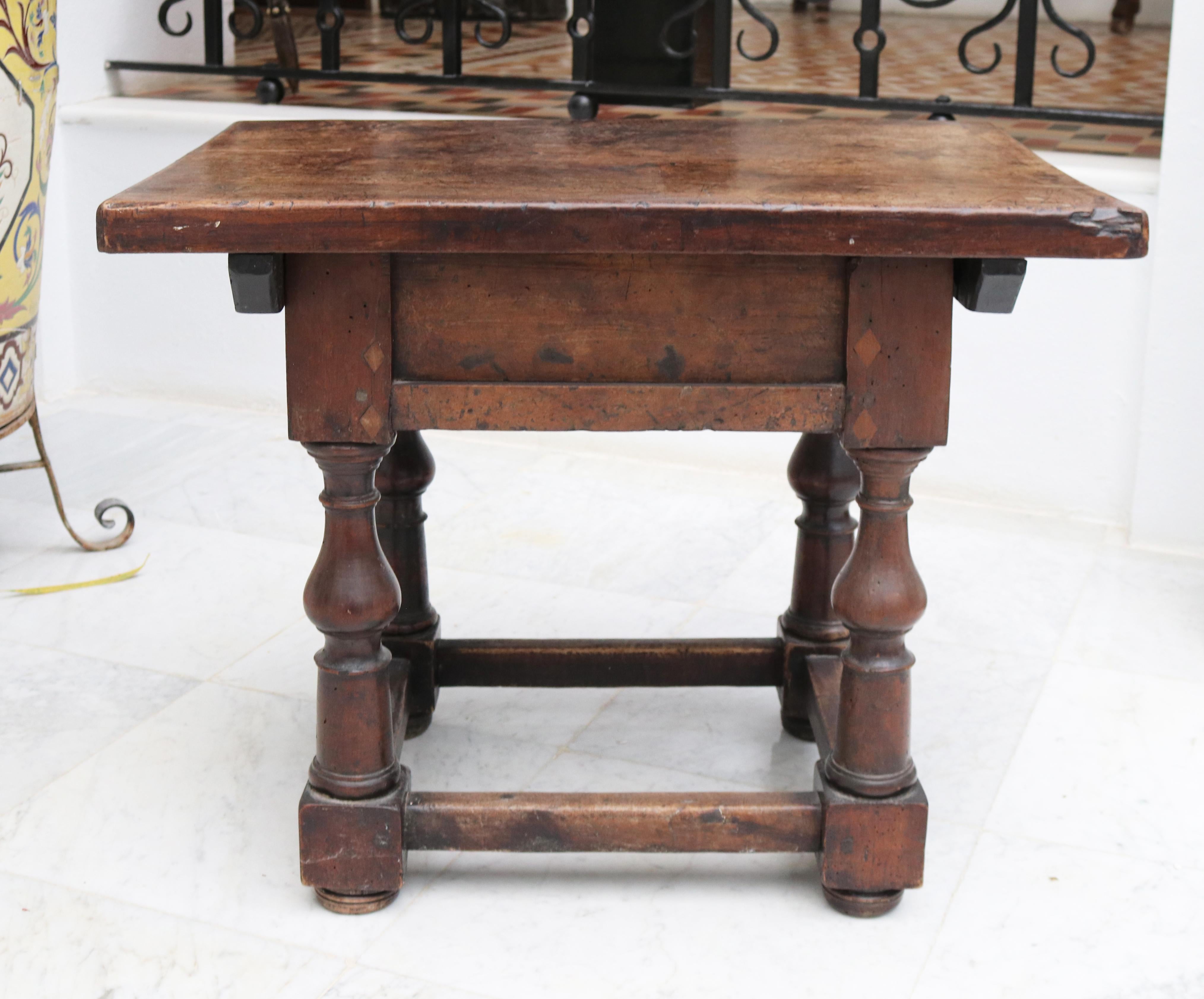 19th Century English Walnut One Drawer Side Table 10