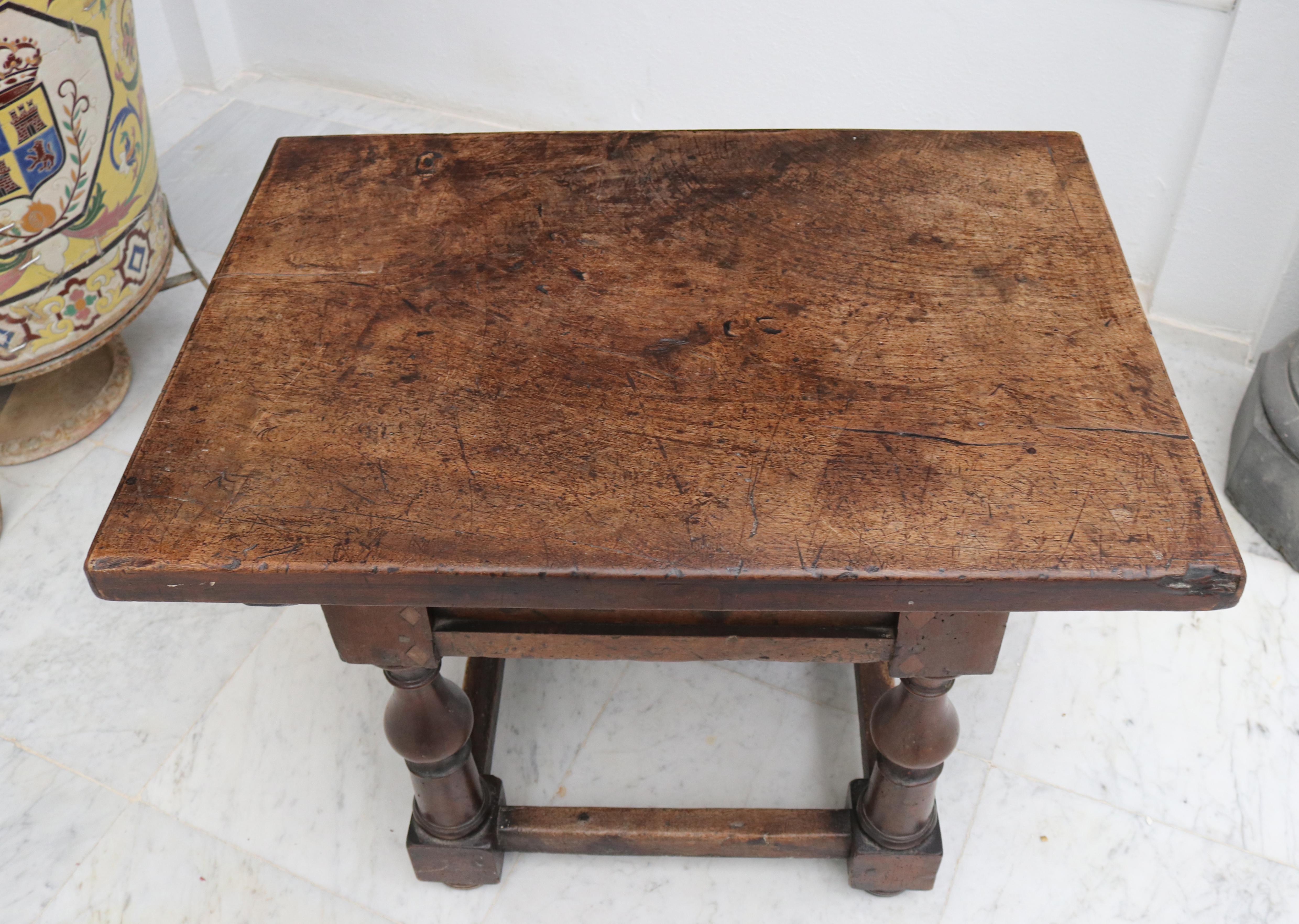 19th Century English Walnut One Drawer Side Table 11