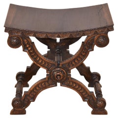19th Century English Walnut Savonarola Stool