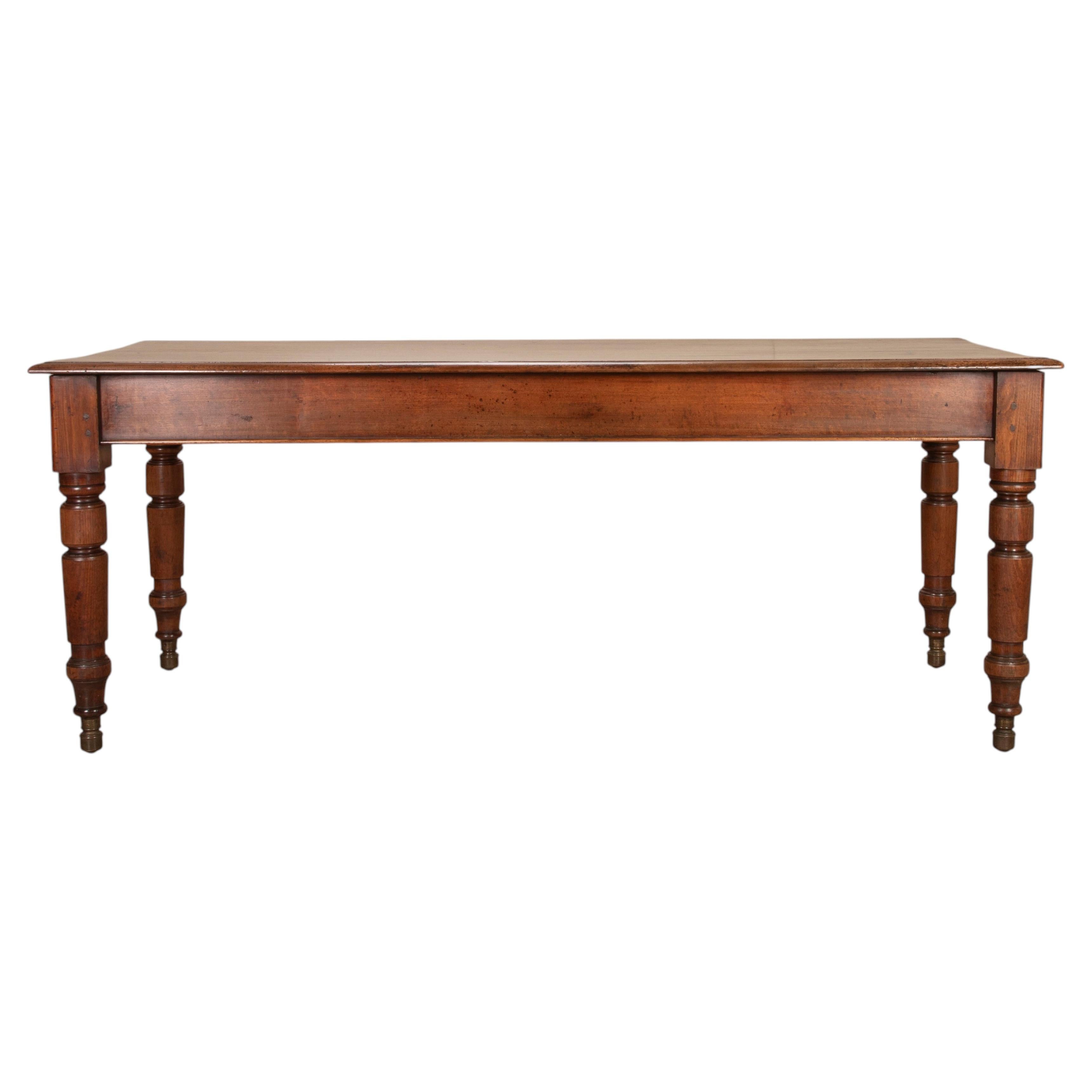 19th Century English Walnut Serving or Kitchen Table For Sale