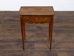 19th Century English Walnut Side Table with Drawer and Raised Gallery Top