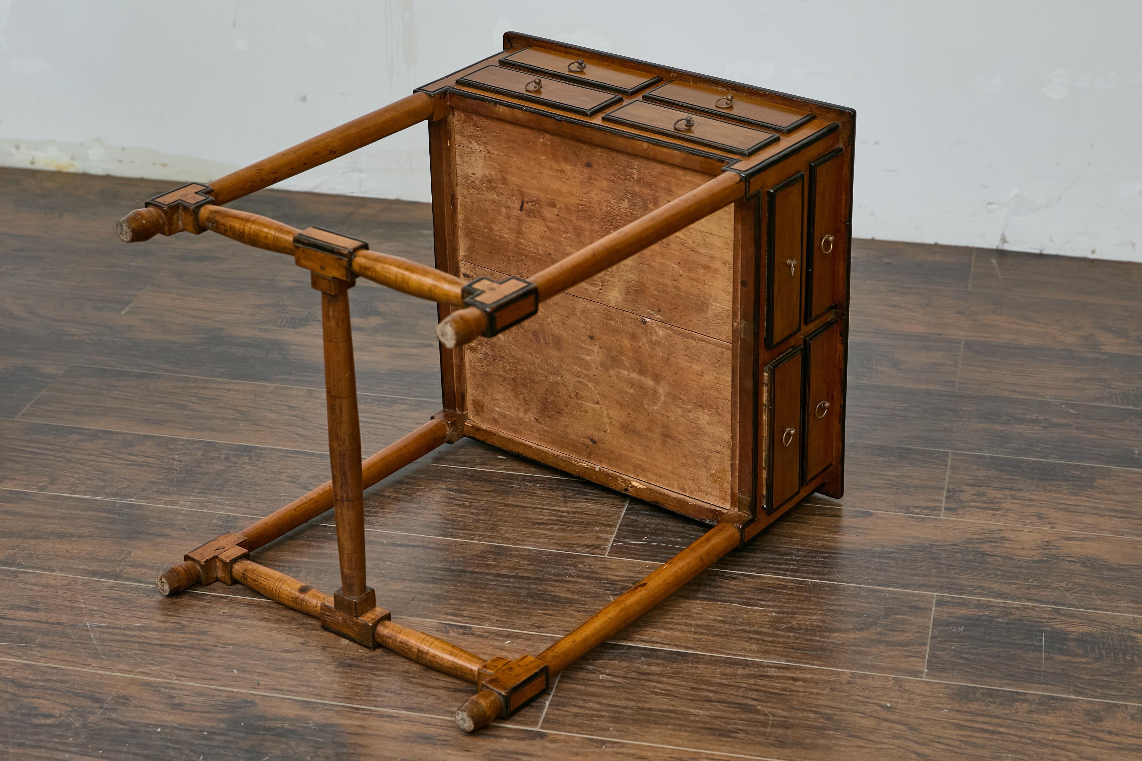 Table à pointes anglaise du 19ème siècle avec tiroirs et traverse en forme de H en vente 5