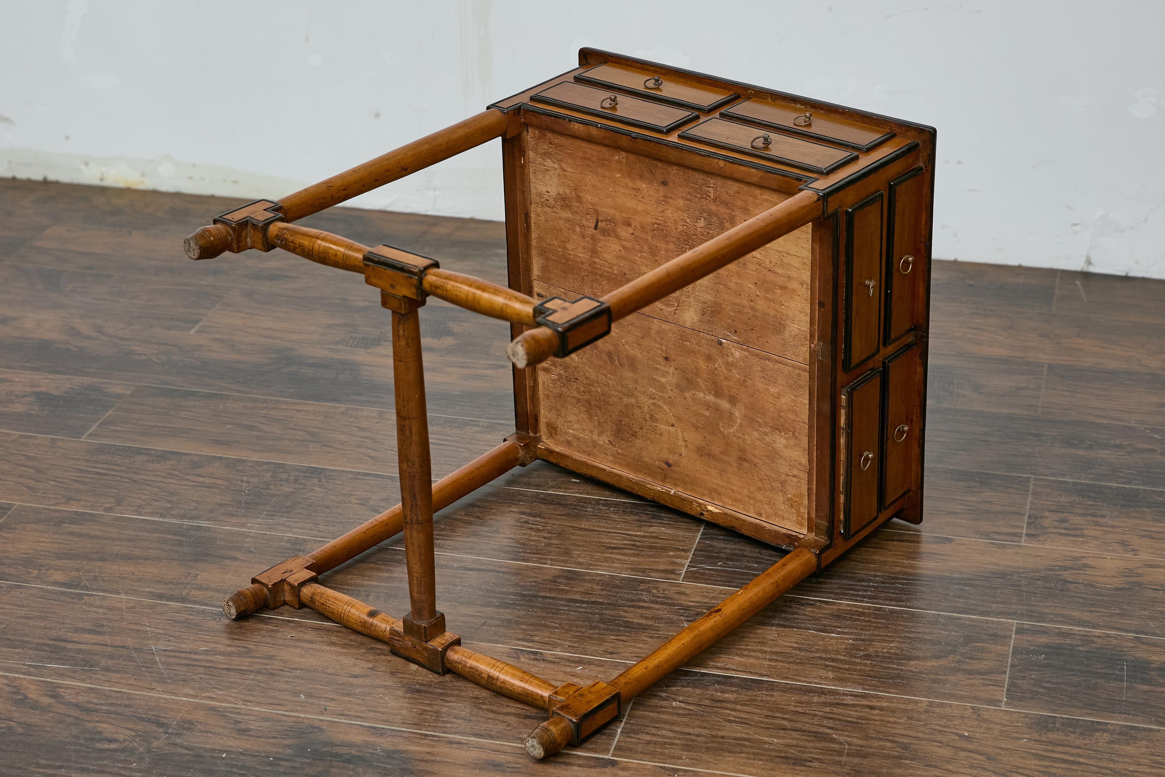 Table à pointes anglaise du 19ème siècle avec tiroirs et traverse en forme de H en vente 6