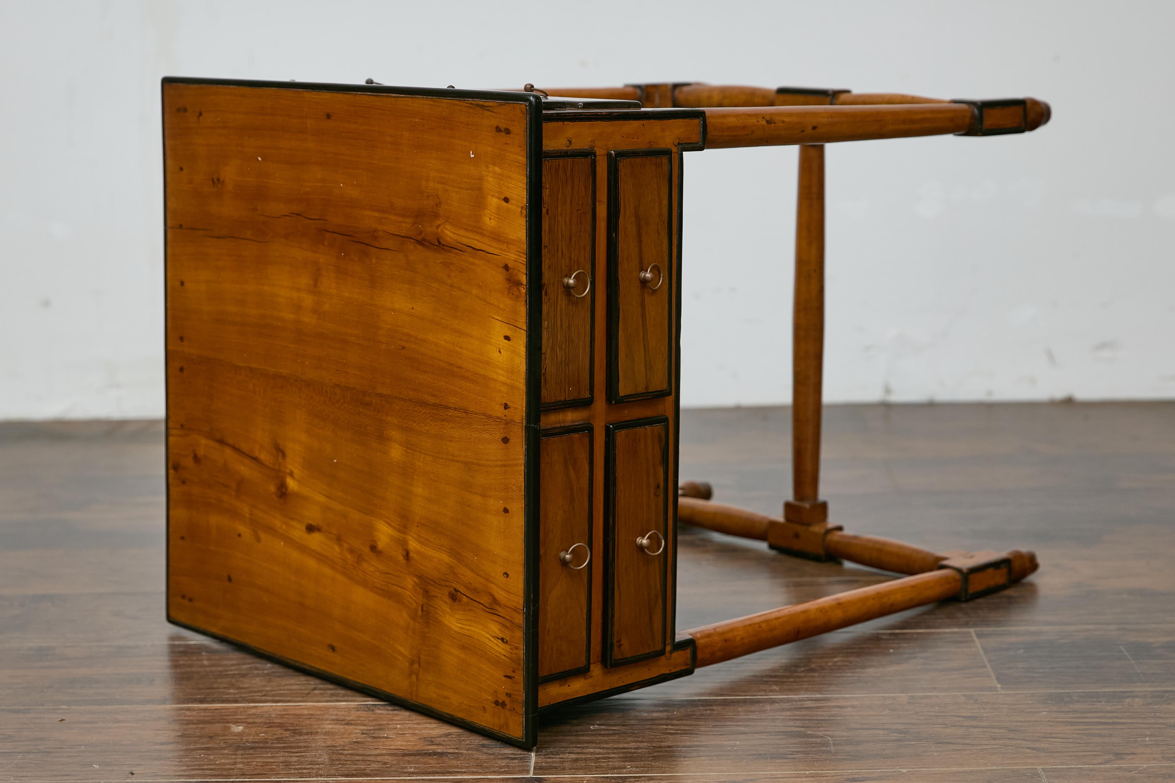 Table à pointes anglaise du 19ème siècle avec tiroirs et traverse en forme de H en vente 10