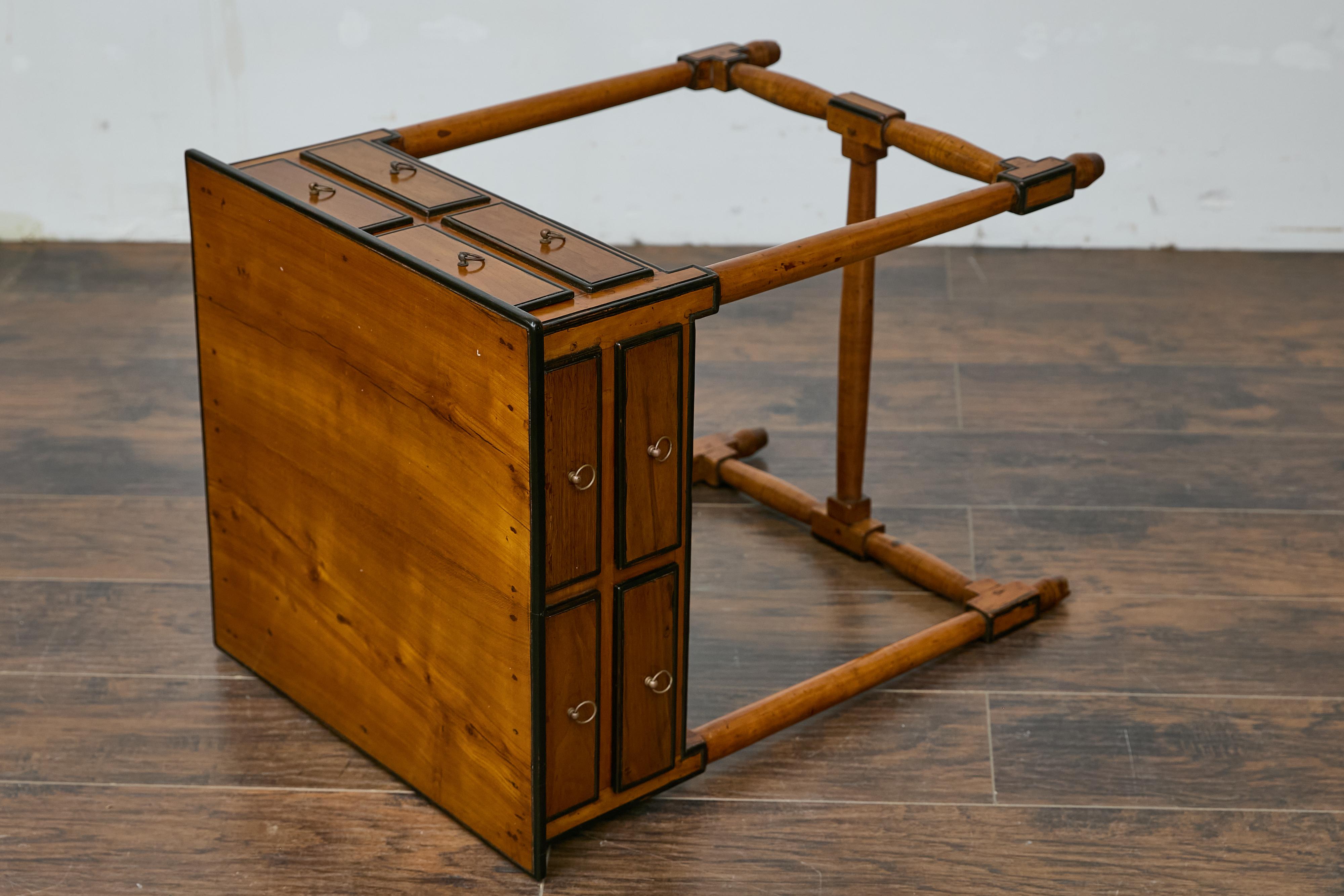 Table à pointes anglaise du 19ème siècle avec tiroirs et traverse en forme de H en vente 11