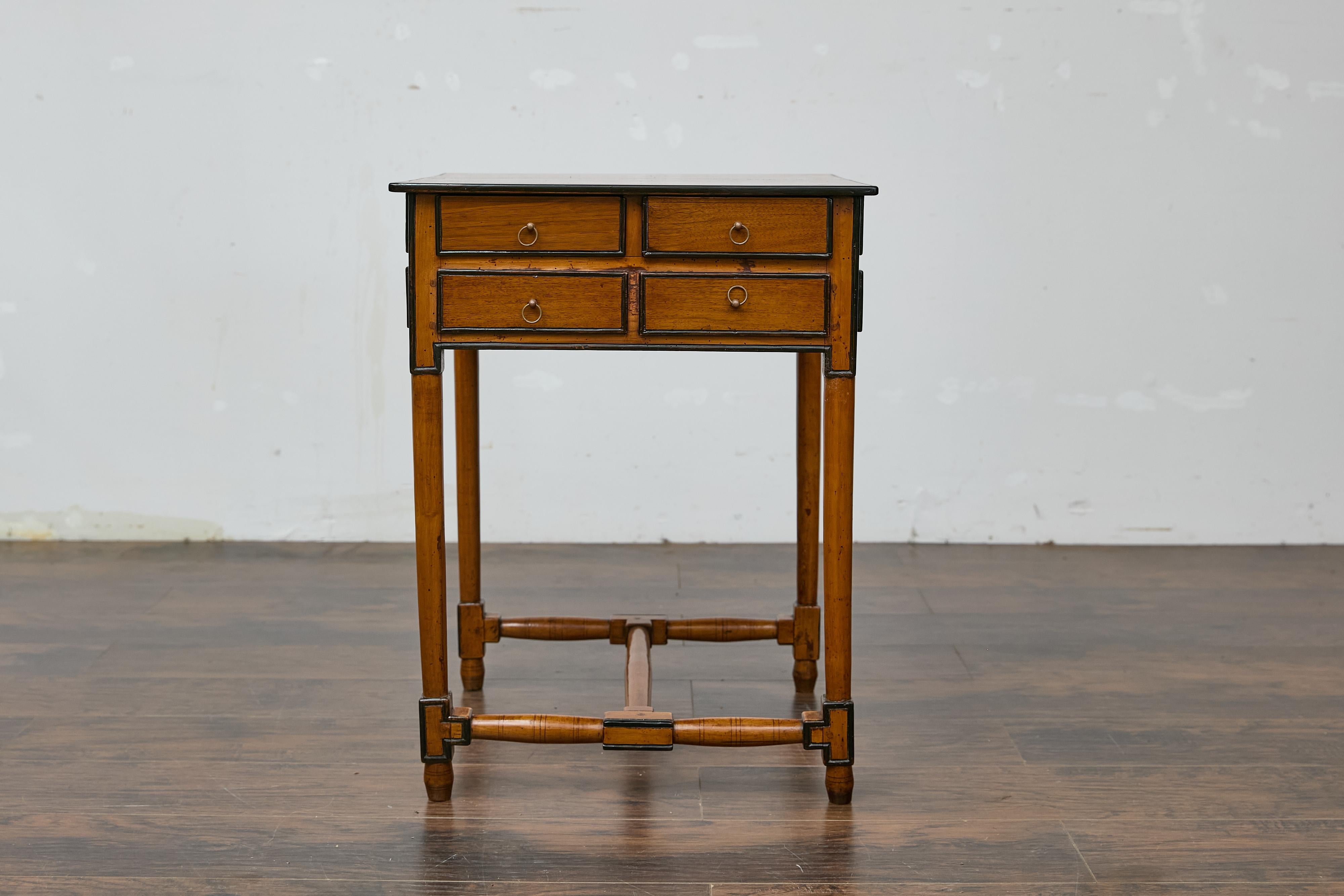 Table à pointes anglaise du 19ème siècle avec tiroirs et traverse en forme de H en vente 12