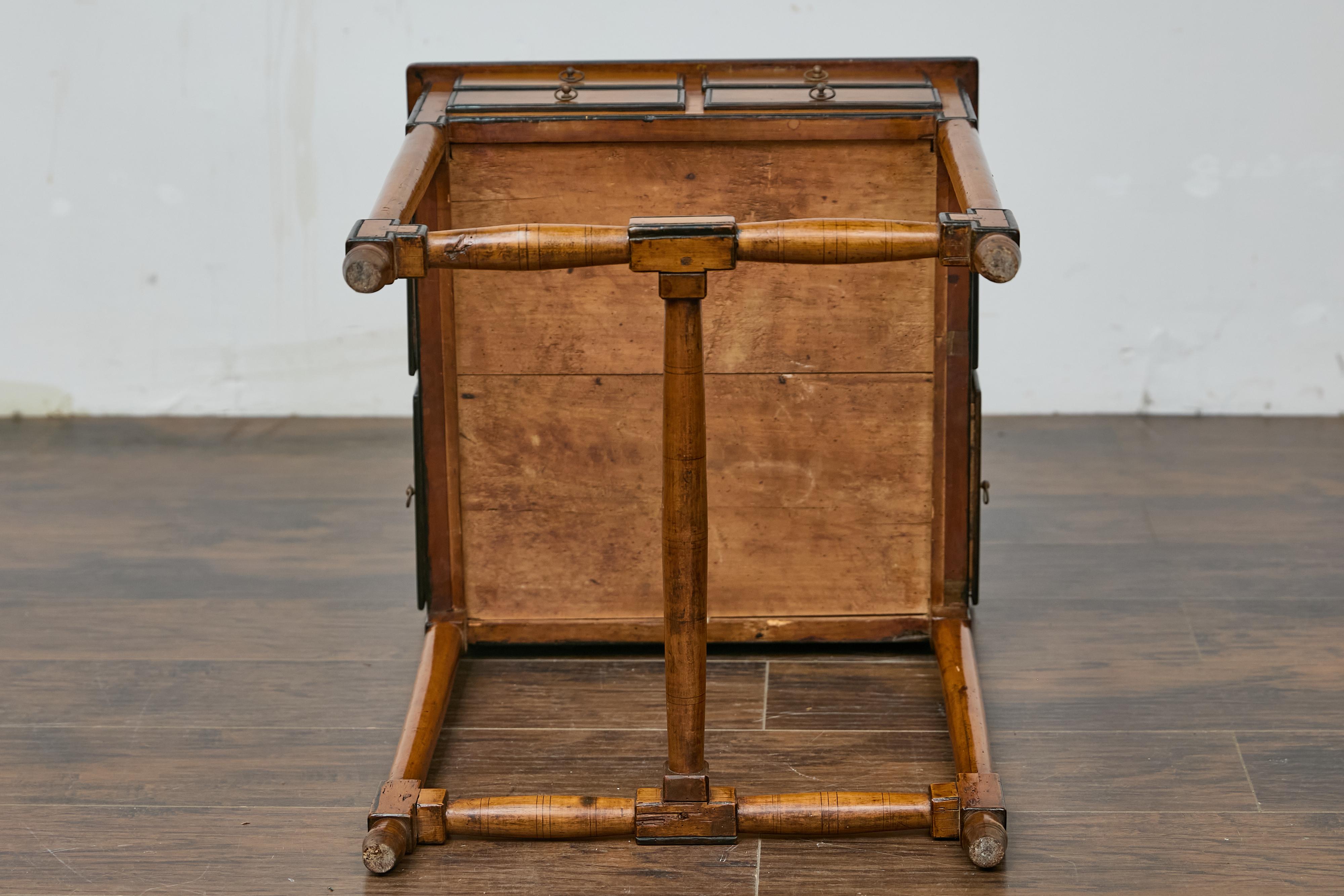 Table à pointes anglaise du 19ème siècle avec tiroirs et traverse en forme de H en vente 3