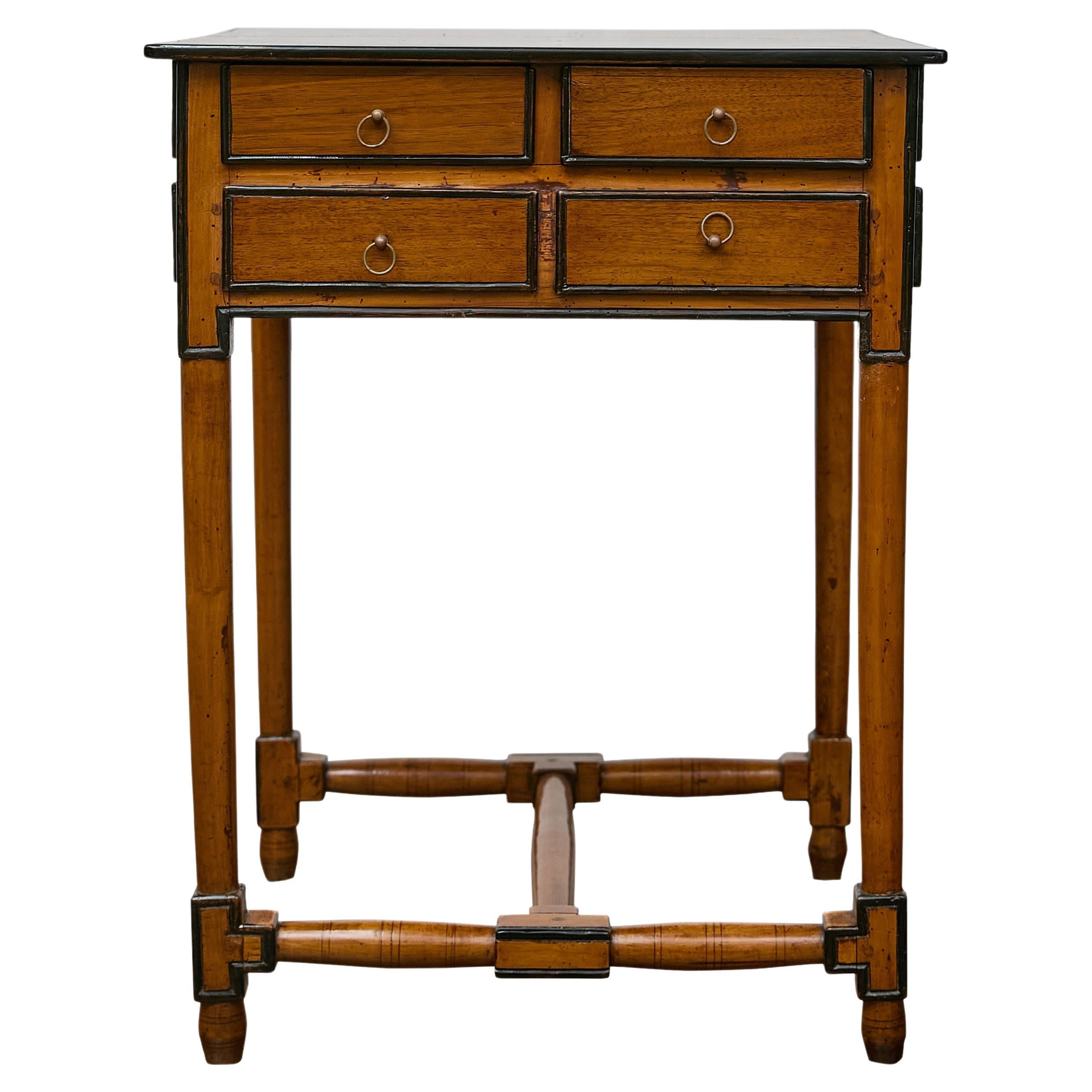 Table à pointes anglaise du 19ème siècle avec tiroirs et traverse en forme de H