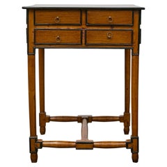 Antique 19th Century English Walnut Spice Table with Drawers and H-Form Stretcher