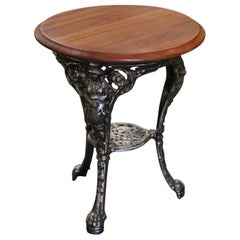 19th Century English Walnut Top Polished Iron Garden Bistrot Pub Table