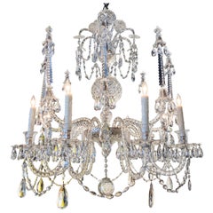 Antique 19th Century English Waterford Style Crystal Chandelier with 8-Lights