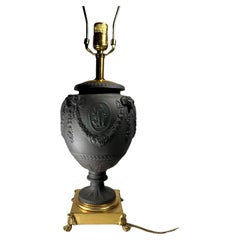 19th Century English Wedgwood Black Basalt Urn Table Lamp