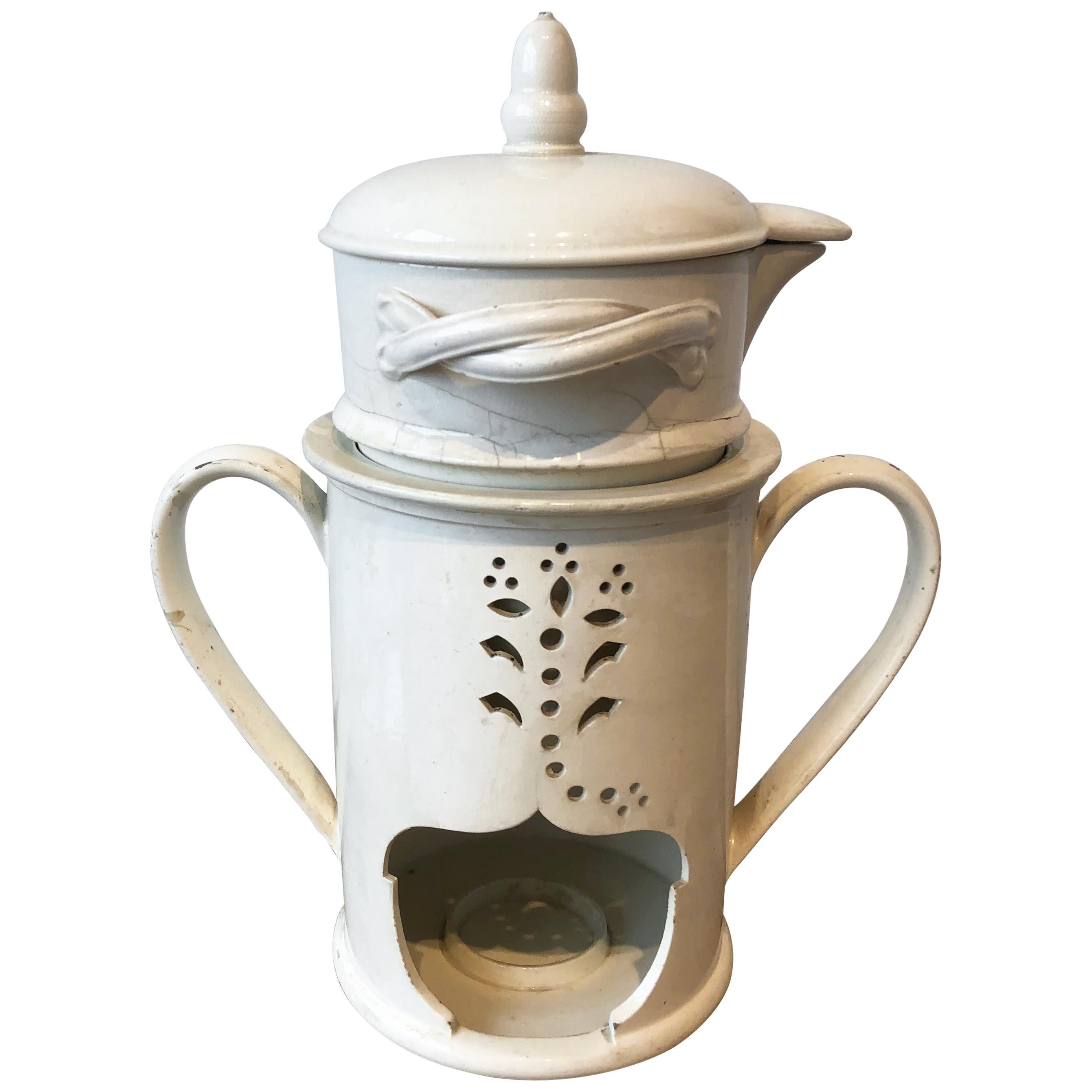 19th Century English Wedgwood Creamware Pot and Warmer For Sale