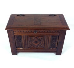 19th Century English Well-Proportioned Carved Oak Coffer