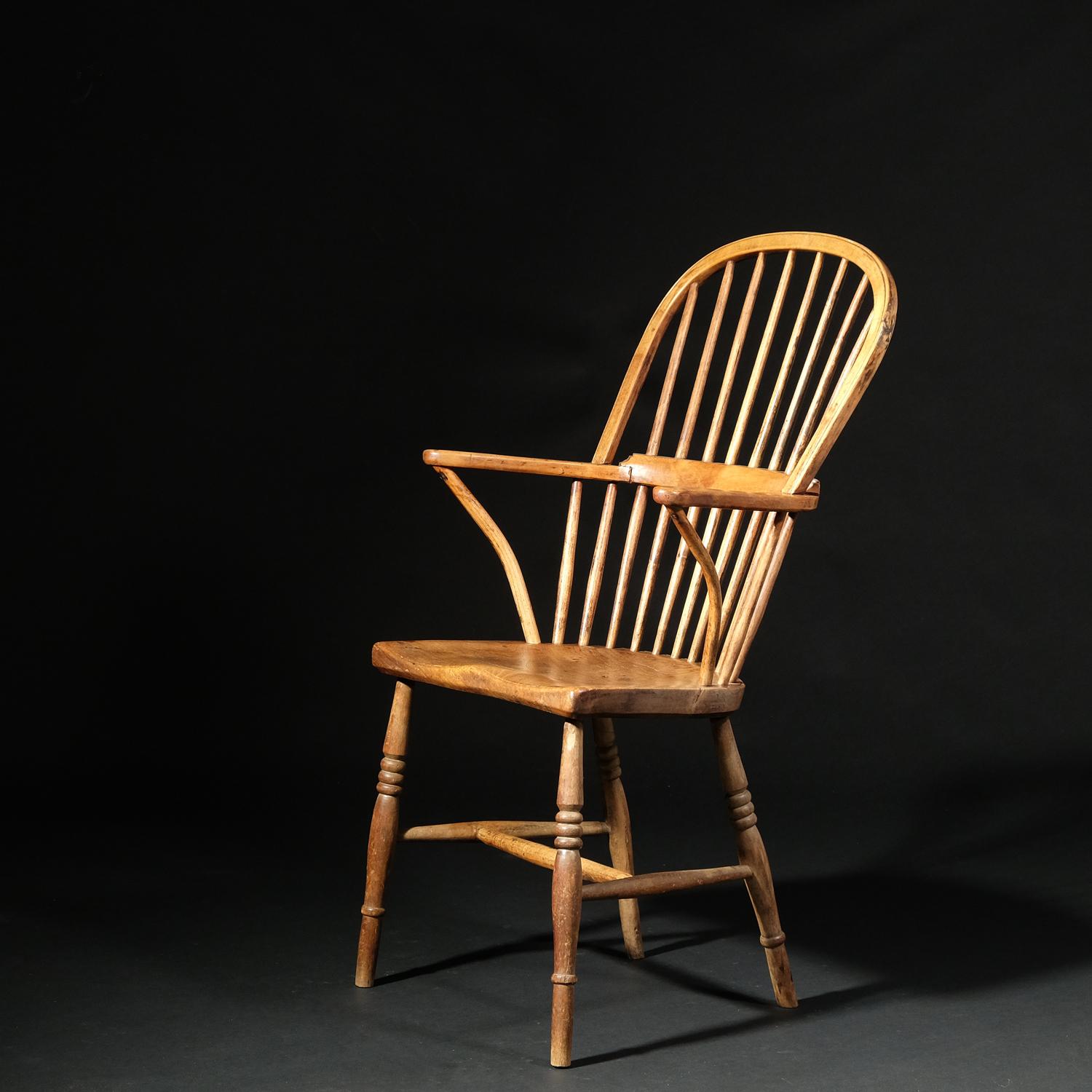 19th Century English West Country Stick Back Windsor Chair, Elm and Yew Wood In Good Condition In Totnes, GB