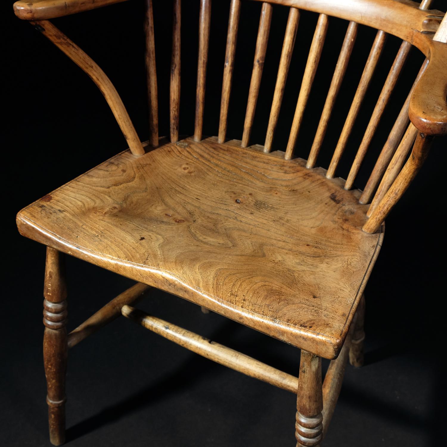 19th Century English West Country Stick Back Windsor Chair, Elm and Yew Wood 1