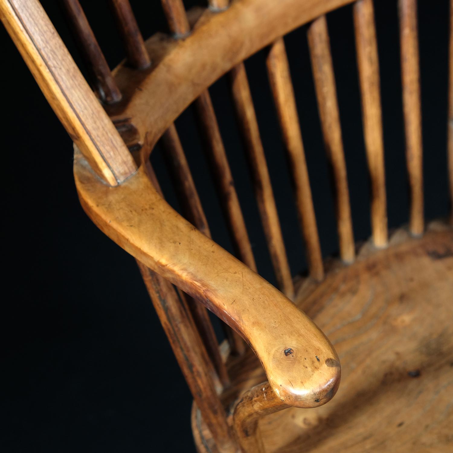 19th Century English West Country Stick Back Windsor Chair, Elm and Yew Wood 3