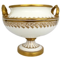 19th Century English White & Gilt Two-Handled Porcelain Urn