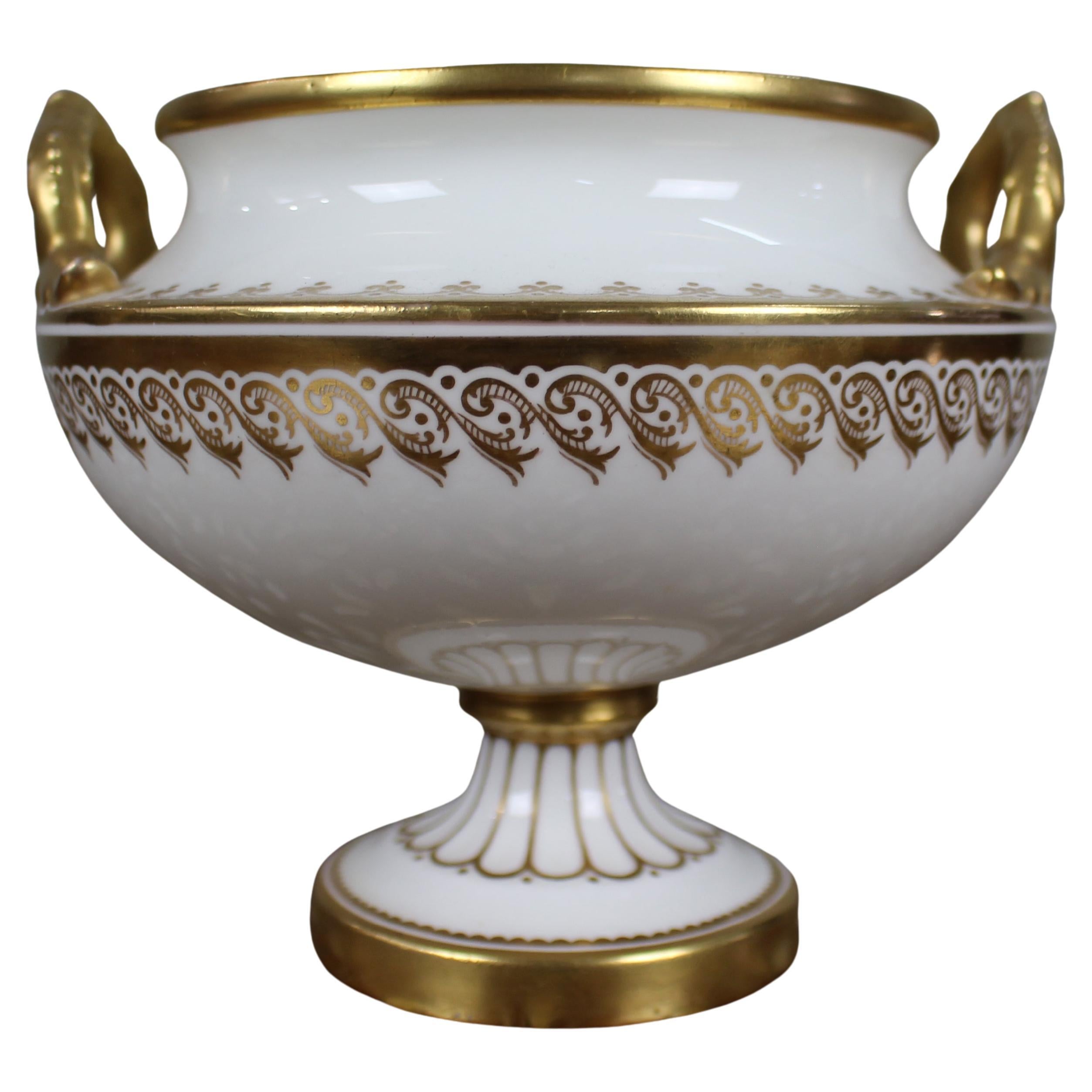 19th Century English White & Gilt Two-Handled Porcelain Urn