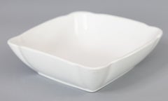 19th Century English White Ironstone Fluted Square Bowl Dish