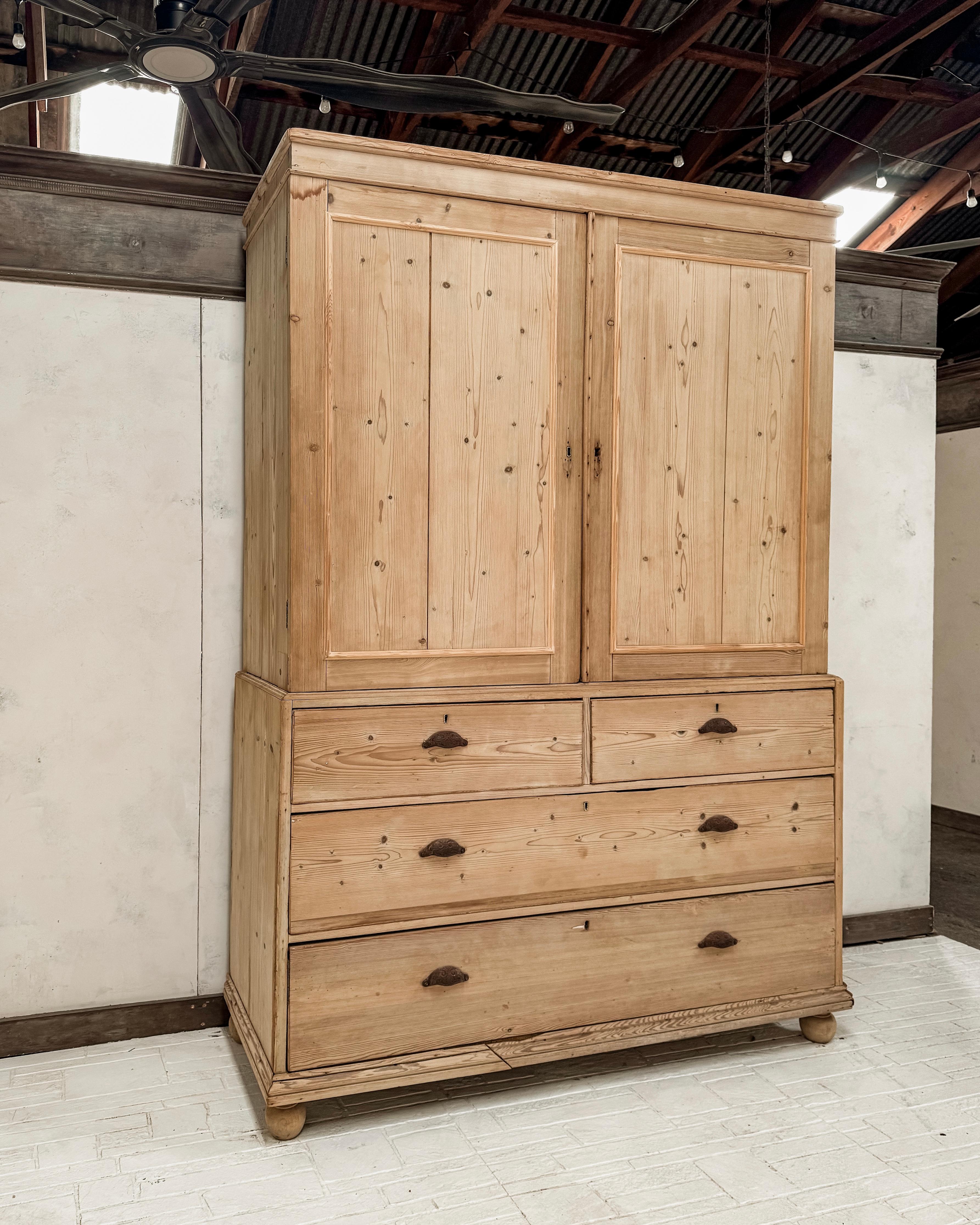 19th Century English White Pine Housekeeper's Cupboard 1